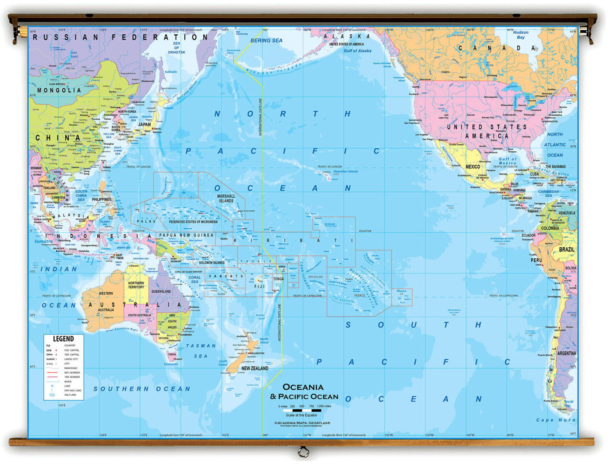 Australia & Oceania Political Educational Map from Academia Maps, image 1, World Maps Online