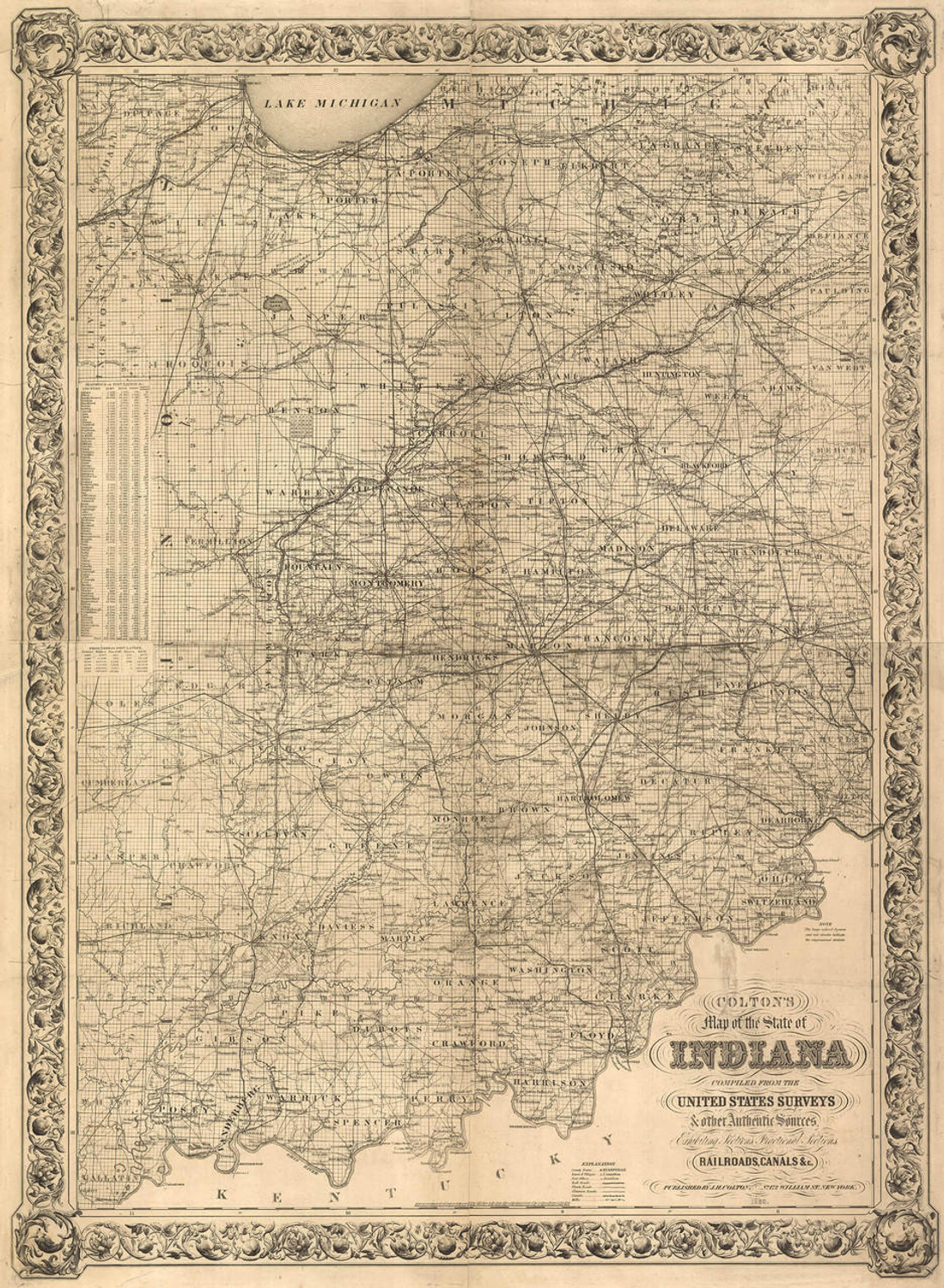 Historic Railroad Map of Indiana - 1860, image 1, World Maps Online