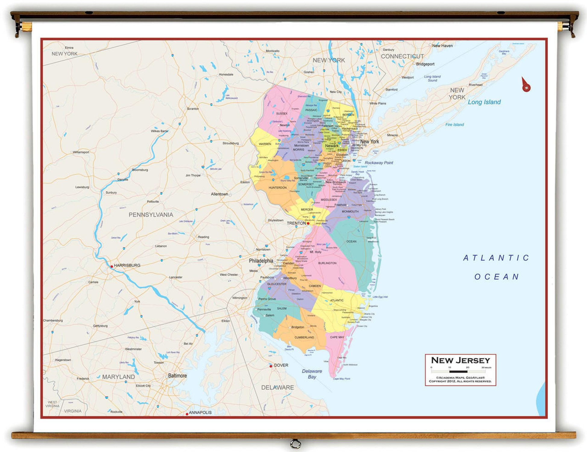 New Jersey Political Spring Roller Map, image 1, World Maps Online