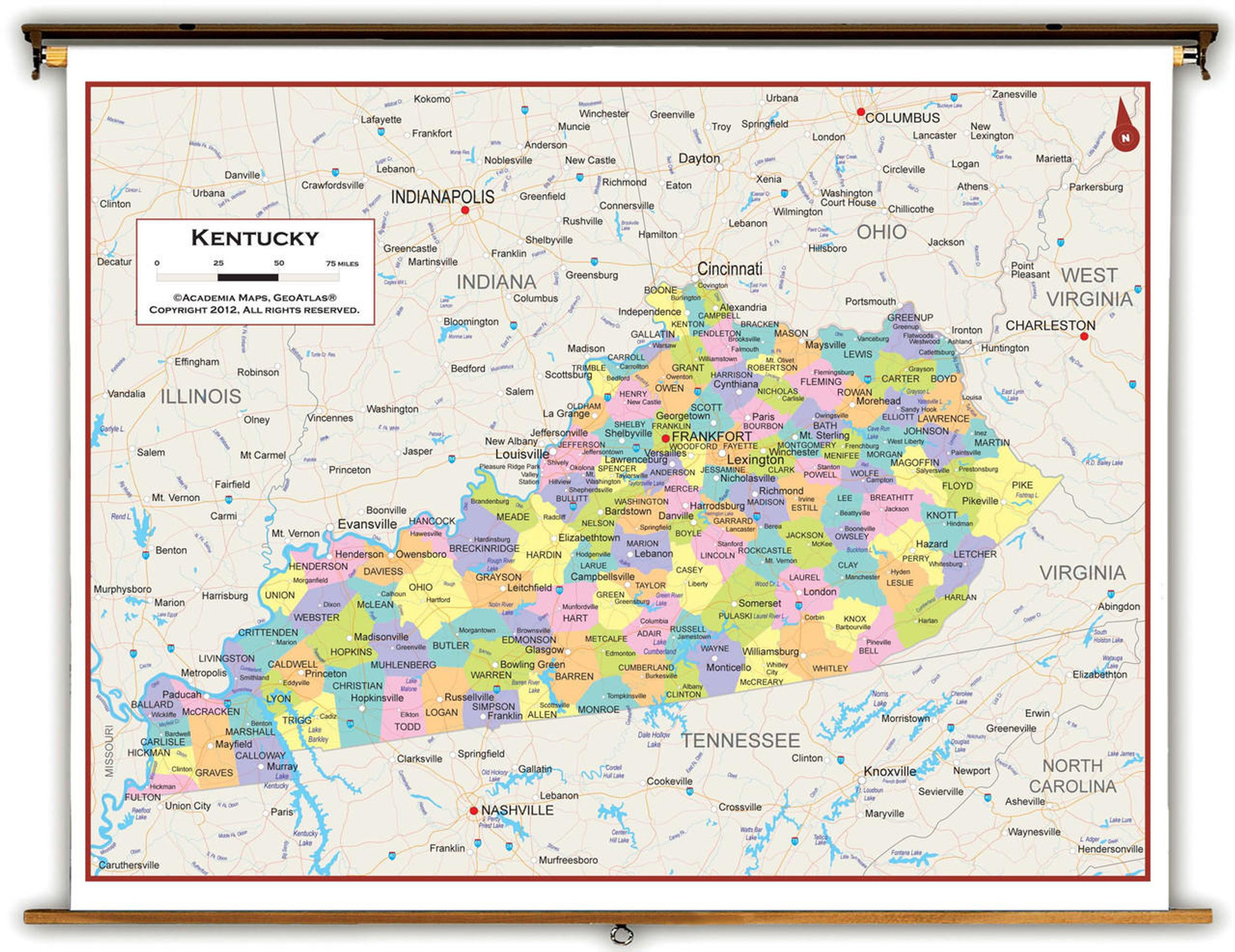 Kentucky Political Spring Roller Map, image 1, World Maps Online