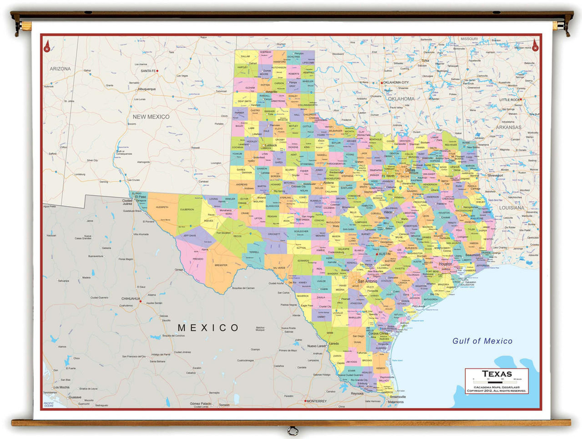 Texas Political Pull-Down Map, image 1, World Maps Online