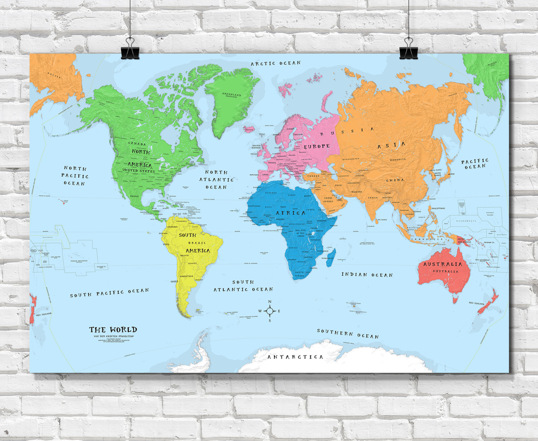 Bright Colorful Children's Room World Wall Map