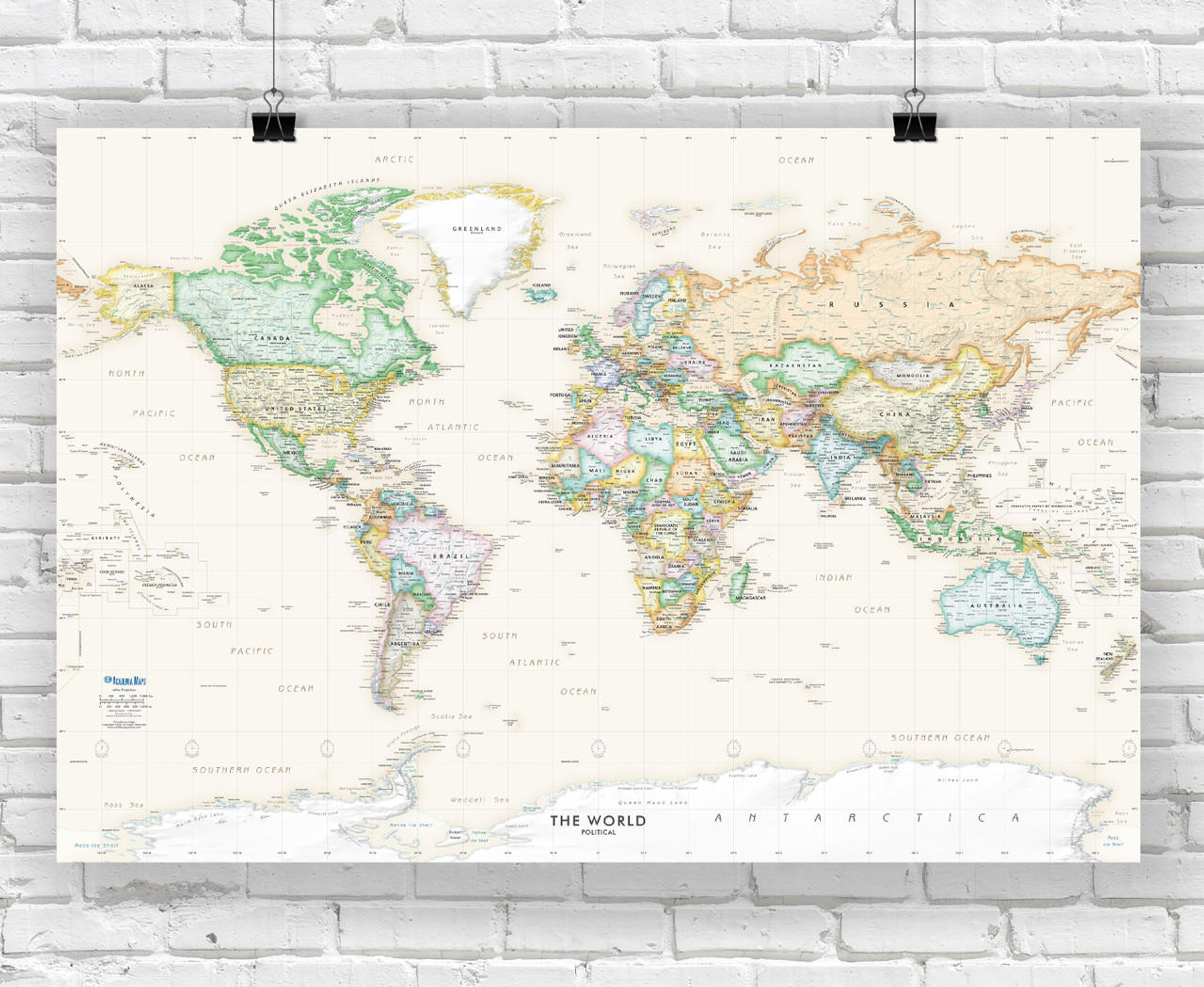 Executive World Political Wall Map, image 1, World Maps Online