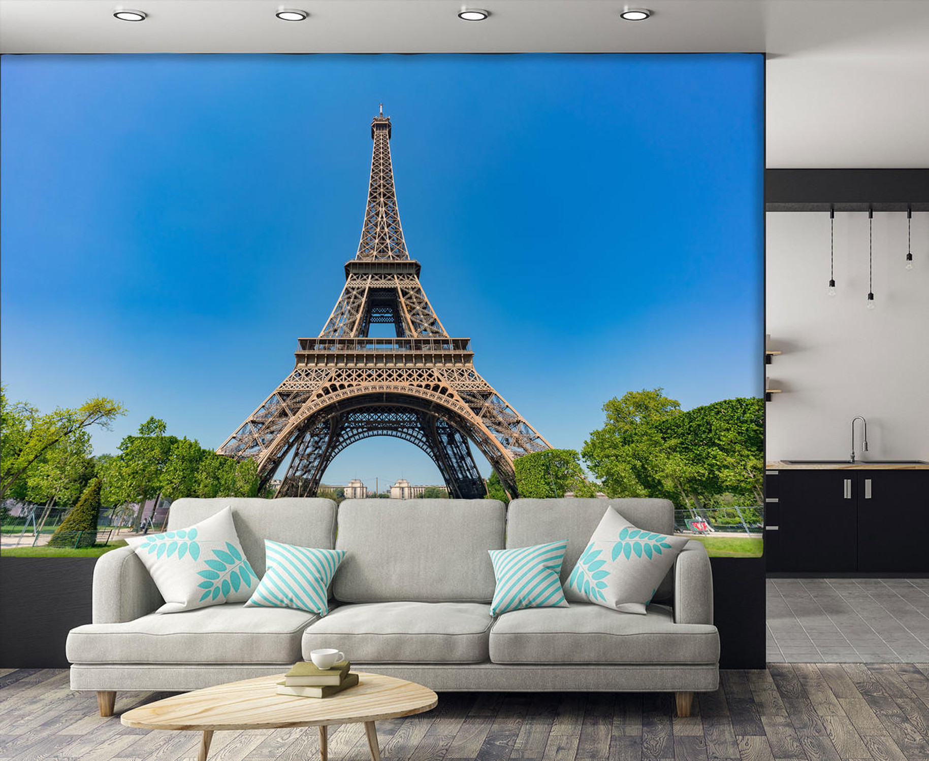 A View of the Eiffel Tower Paris France Wallpaper Mural, image 1, World Maps Online