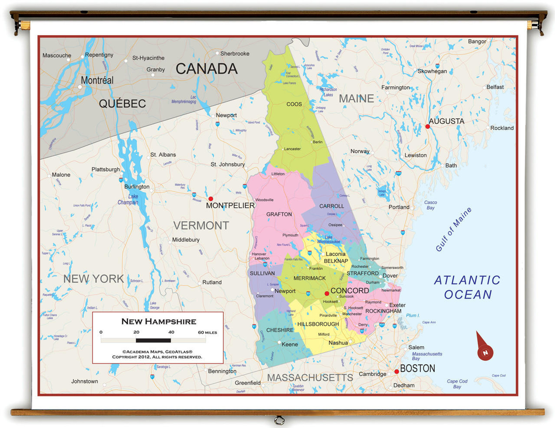 New Hampshire Political Pull-Down Map, image 1, World Maps Online