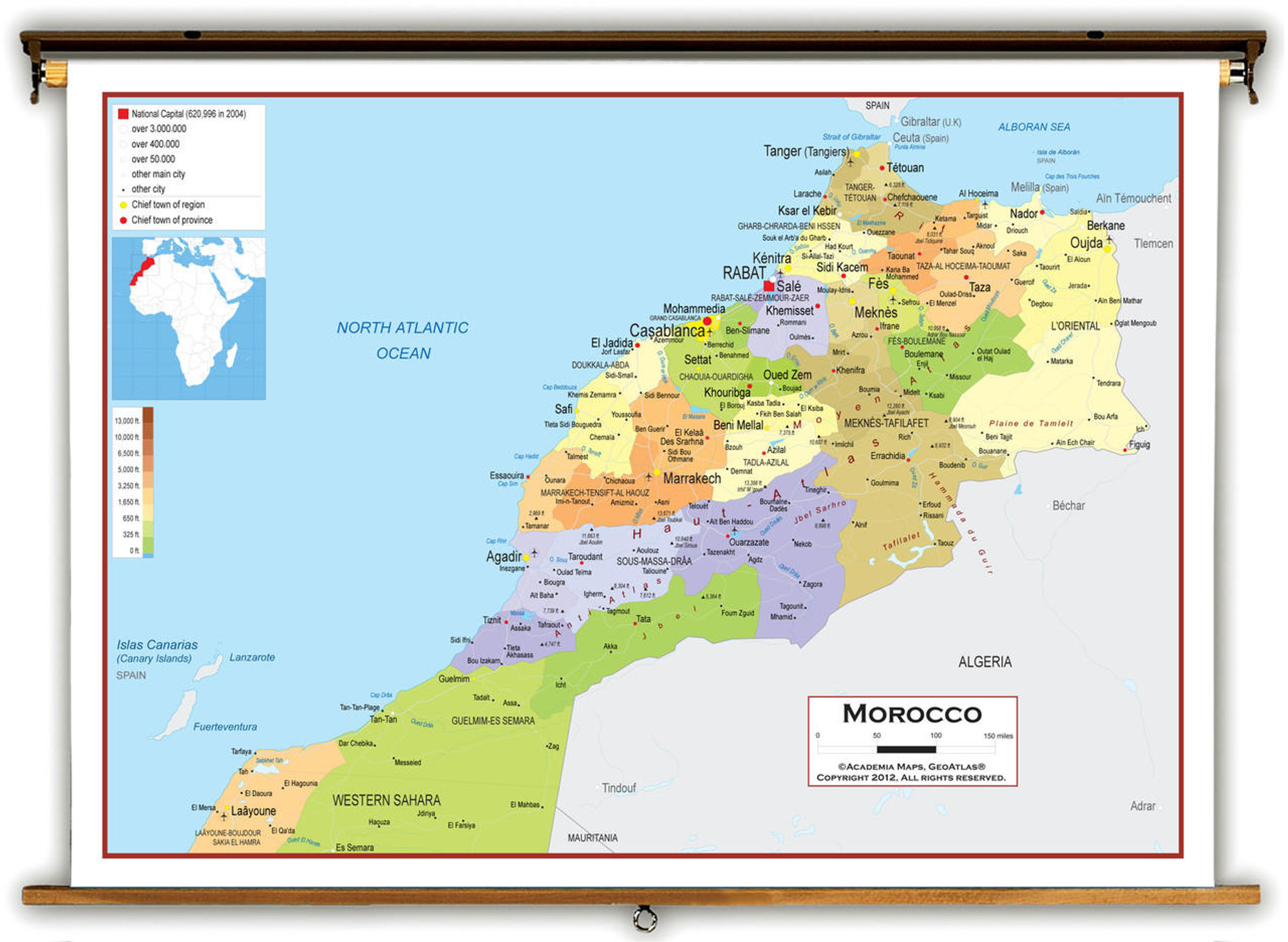 Morocco Political Educational Map from Academia Maps, image 1, World Maps Online