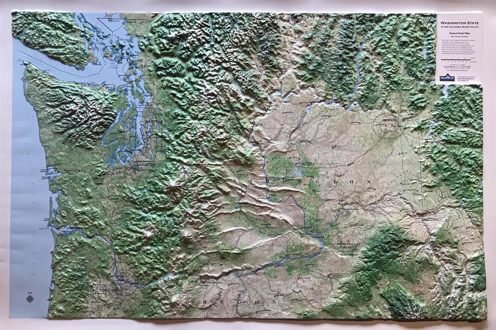 Washington State Airports & Airspace Raised Relief Map, image 1, World Maps Online