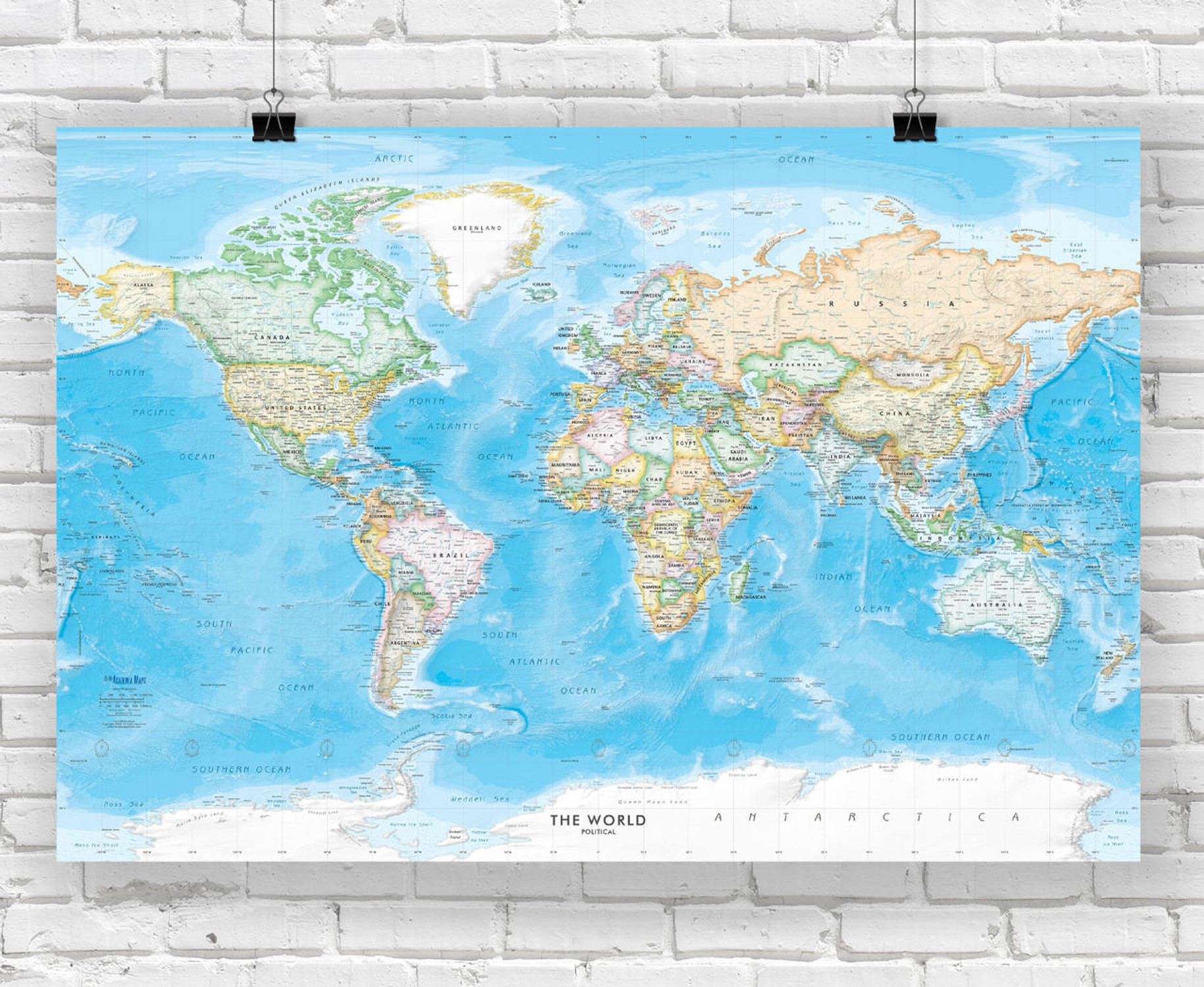 Standard Blue Ocean World Political Wall Map, image 1, World Maps Online