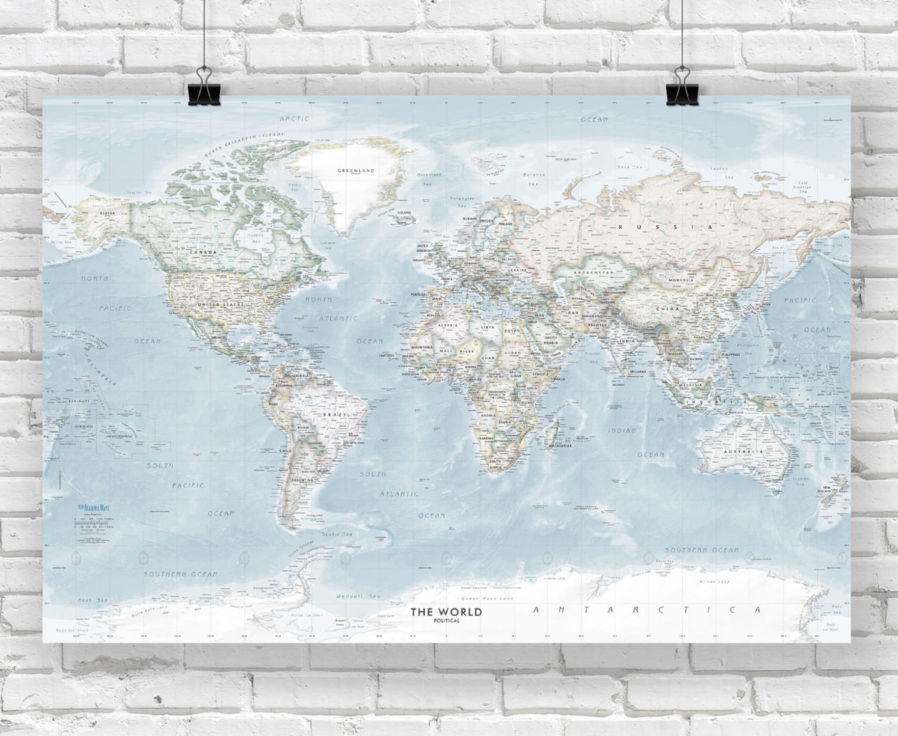 Soft Colors World Political Wall Map, image 1, World Maps Online