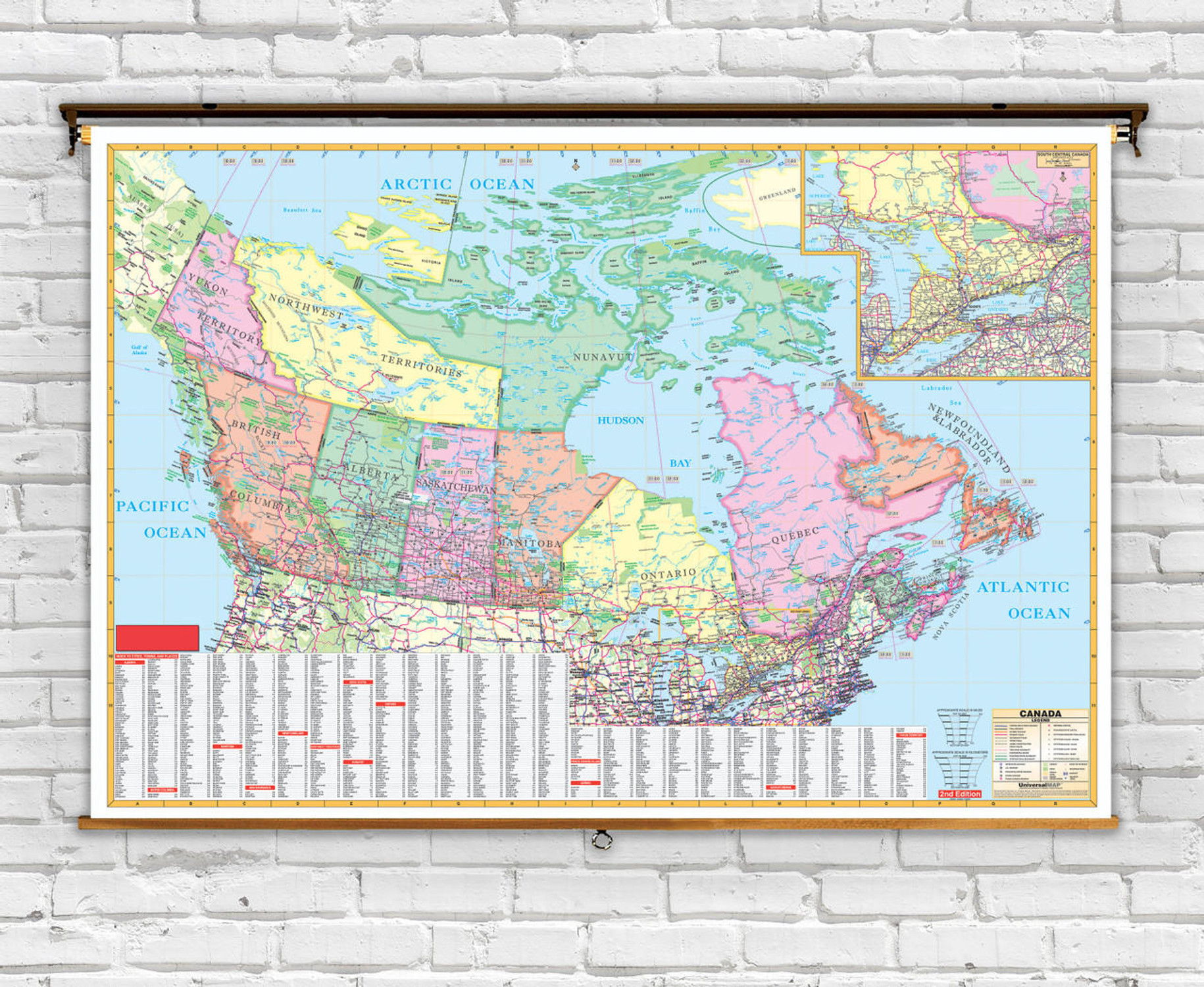 Canada Enlarged Political Reference Wall Map on Spring Roller, image 1, World Maps Online