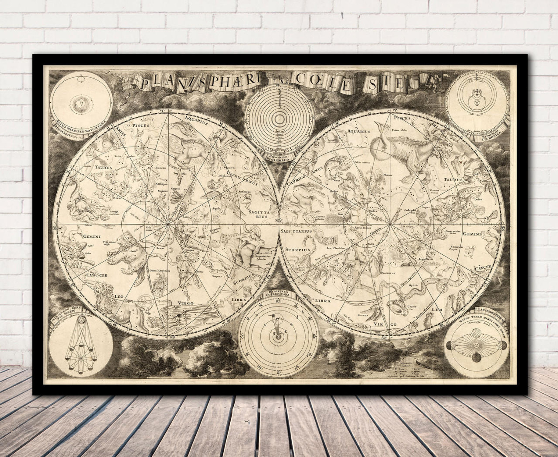 Vintage 1850 Celestial Map "Planisphaerium Coeleste" - Zodiac Chart Print, image 1, World Maps Online