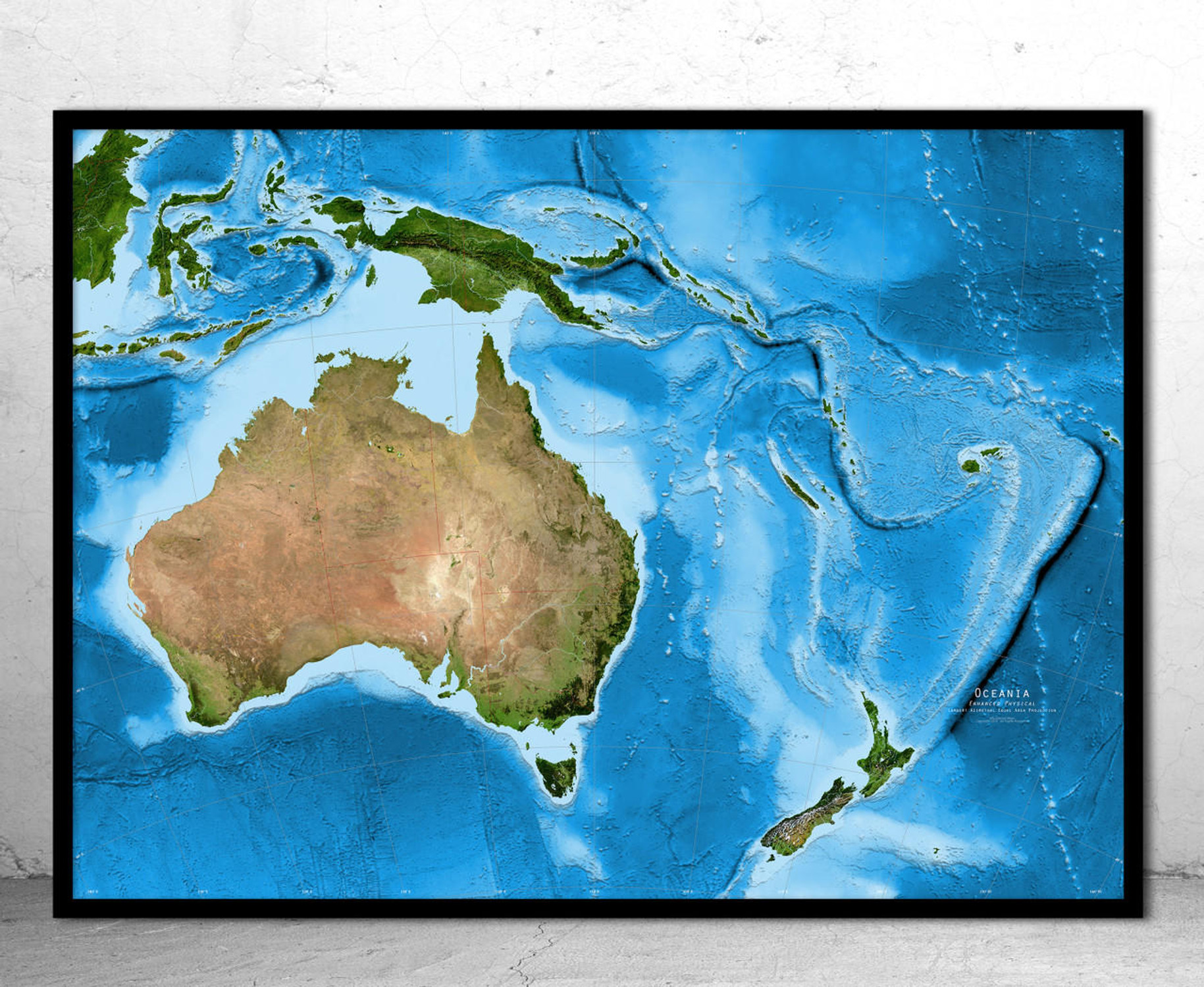 Australia & Oceania Enhanced Satellite Image Map, image 1, World Maps Online