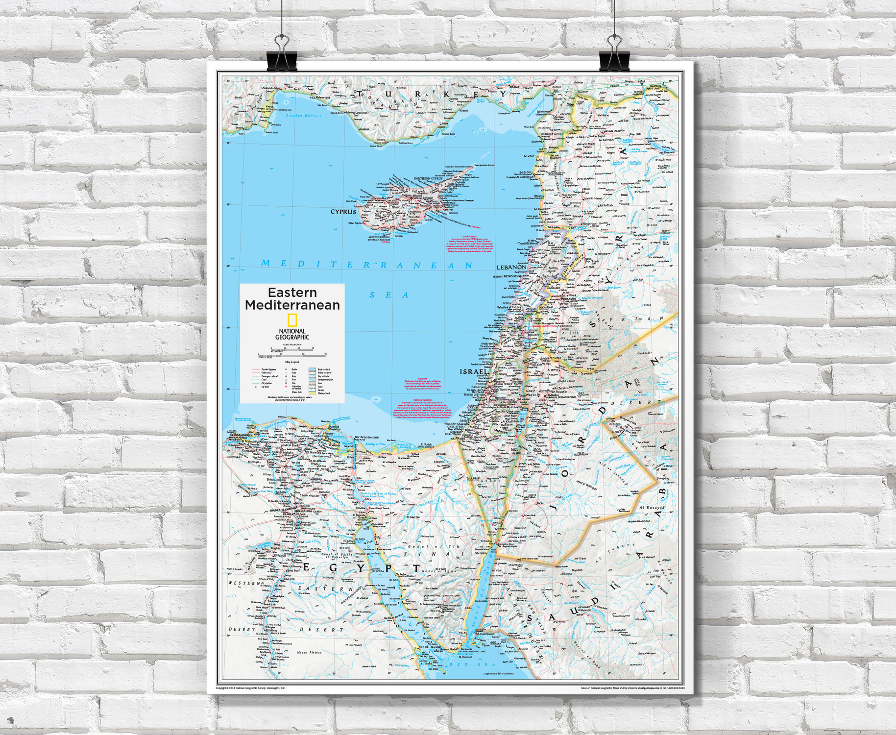 National Geographic Eastern Mediterranean - Israel Wall Map