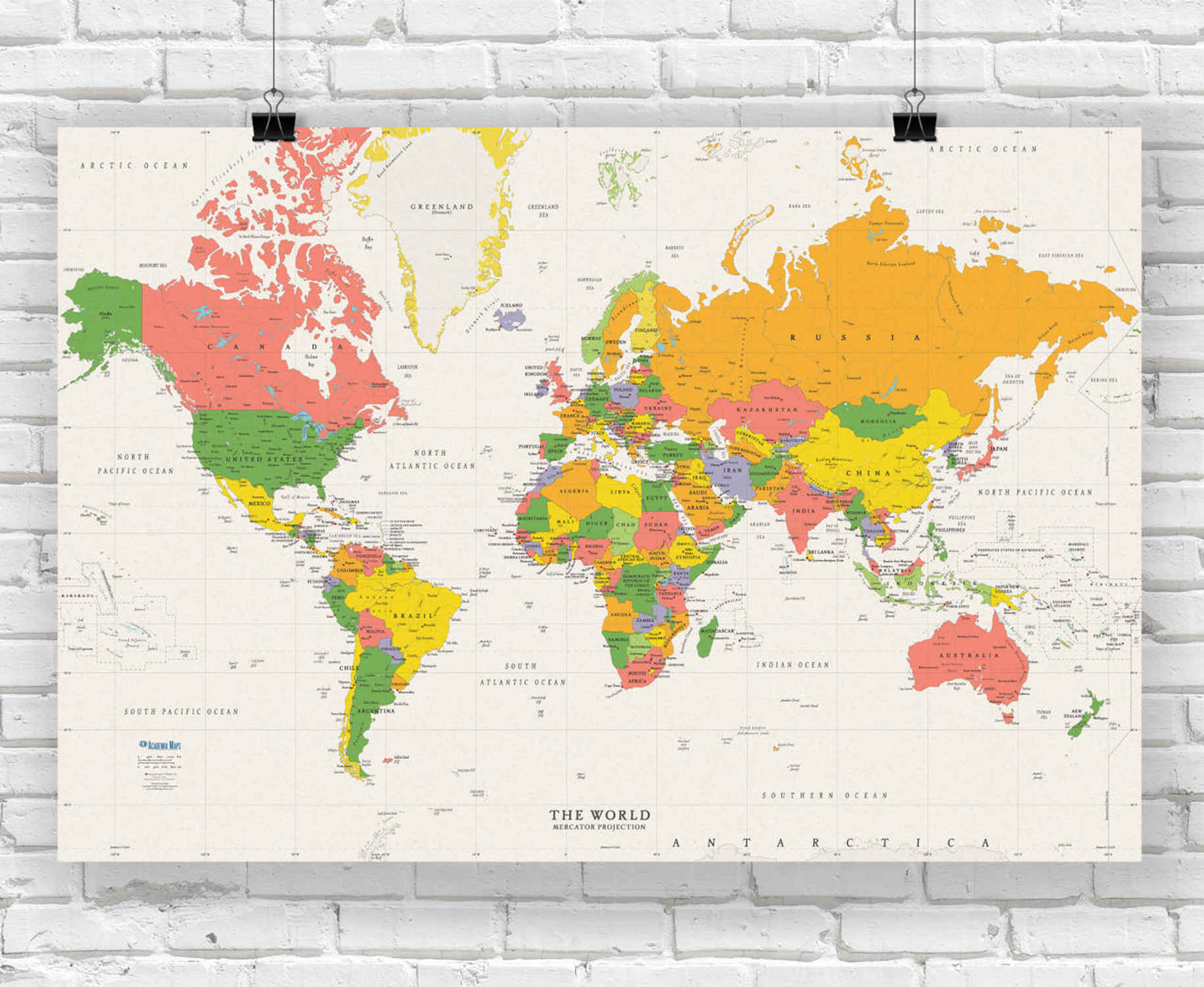 White Oceans World Political Wall Map, image 1, World Maps Online