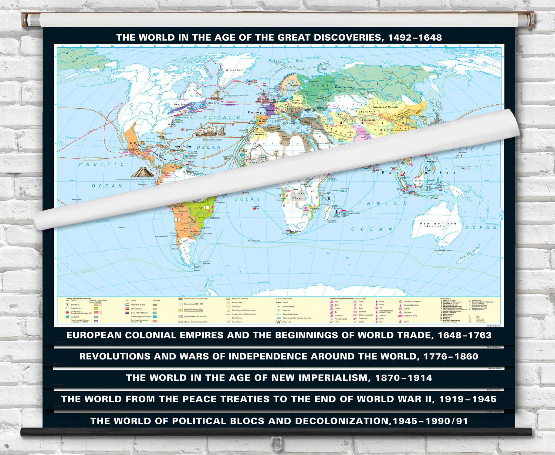 World History 6-Map Spring Roller Como Set - Klett-Perthes