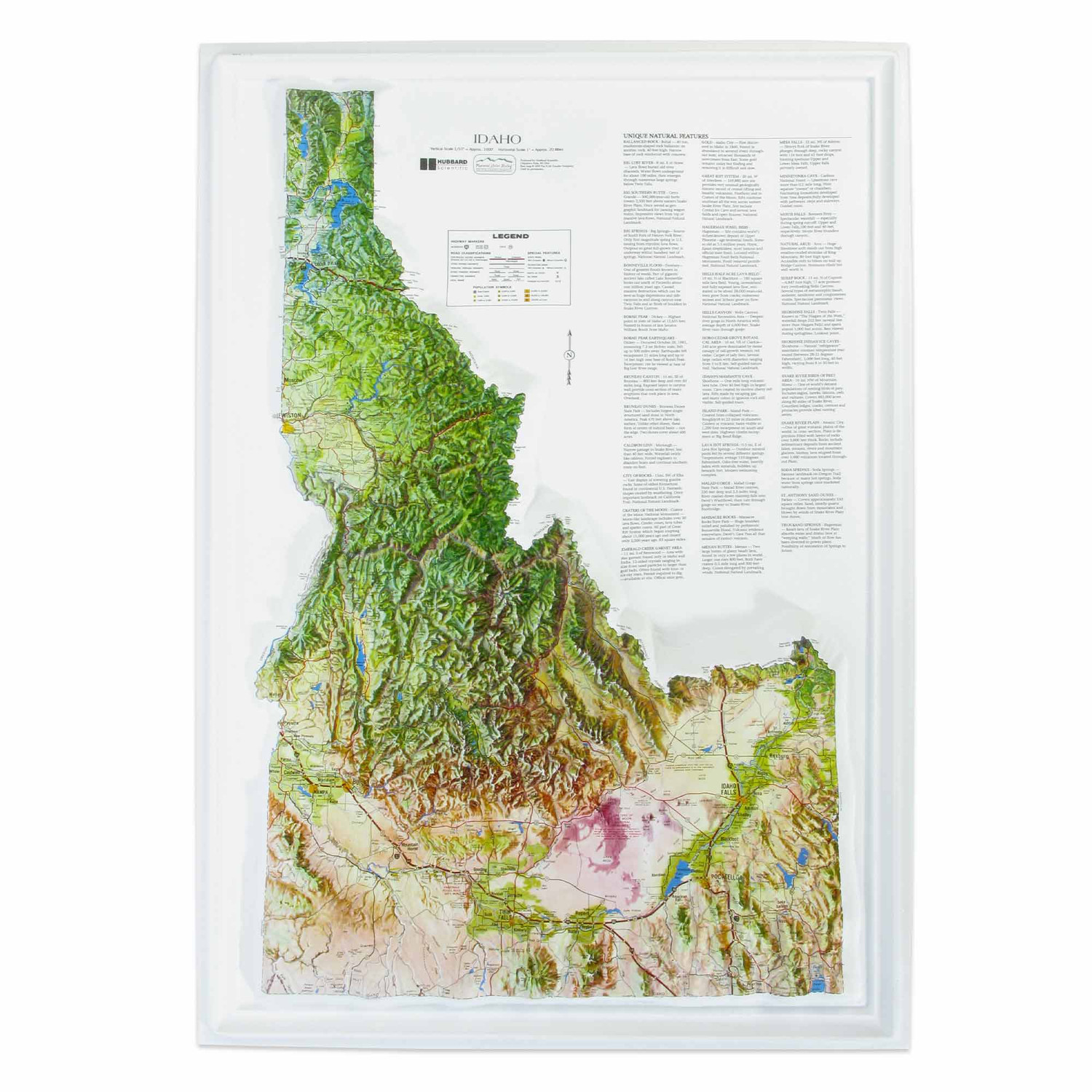 Idaho Natural Color 3D Raised Relief Map