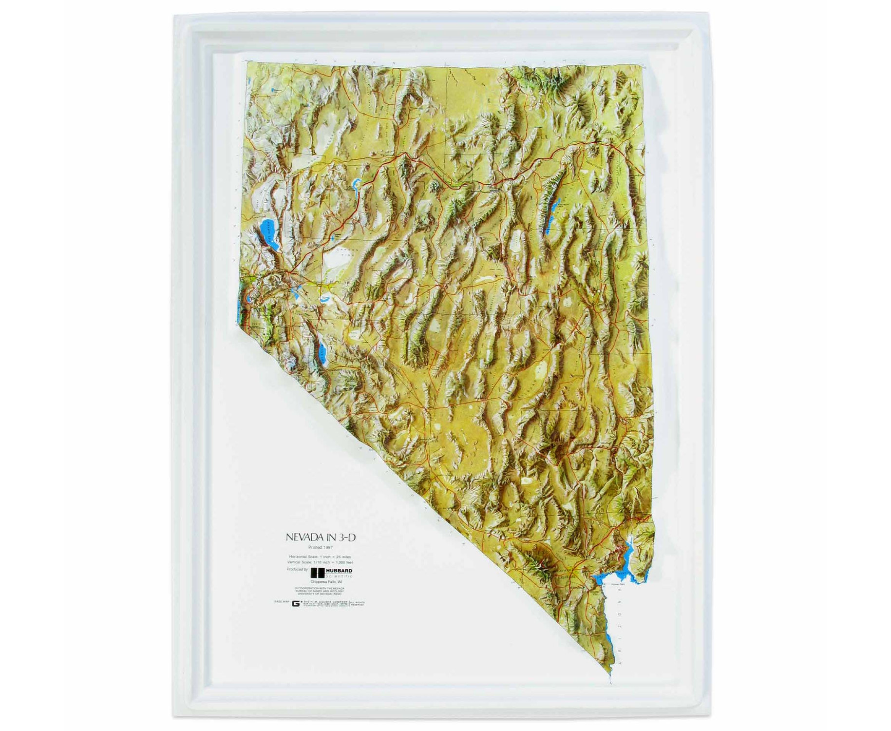 Nevada Natural Color 3D Raised Relief Map