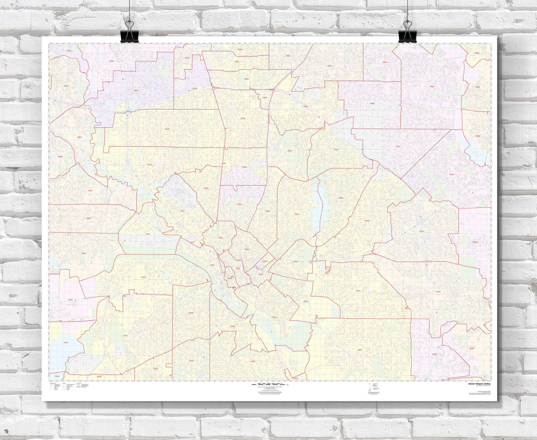 Custom Area US Zip Code Wall Map Custom Area US Zip Code Wall Map