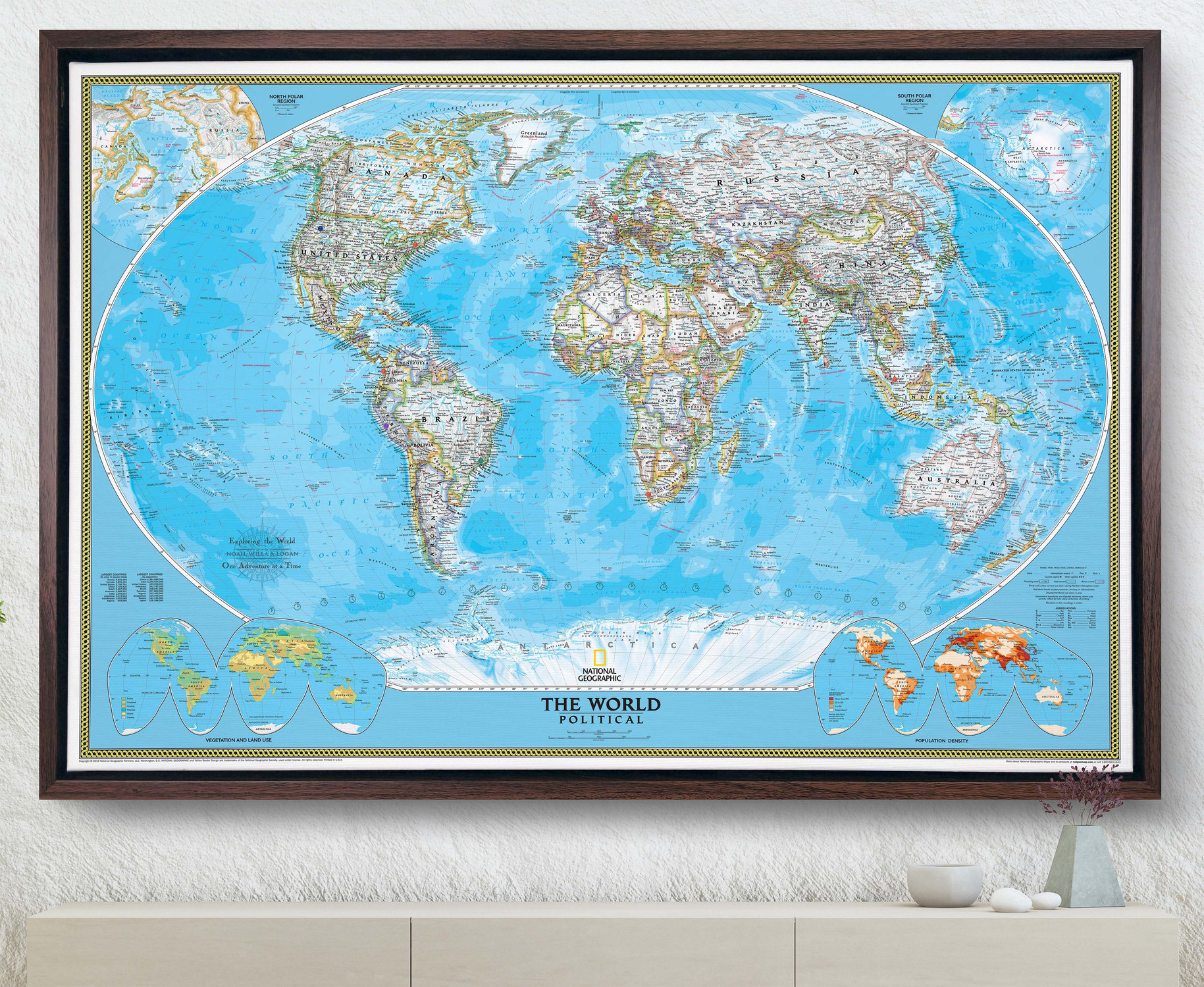Pushpin World Map Framed - Espresso Finish - National Geographic Classic Pushpin World Map Framed - Espresso Finish - National Geographic Classic