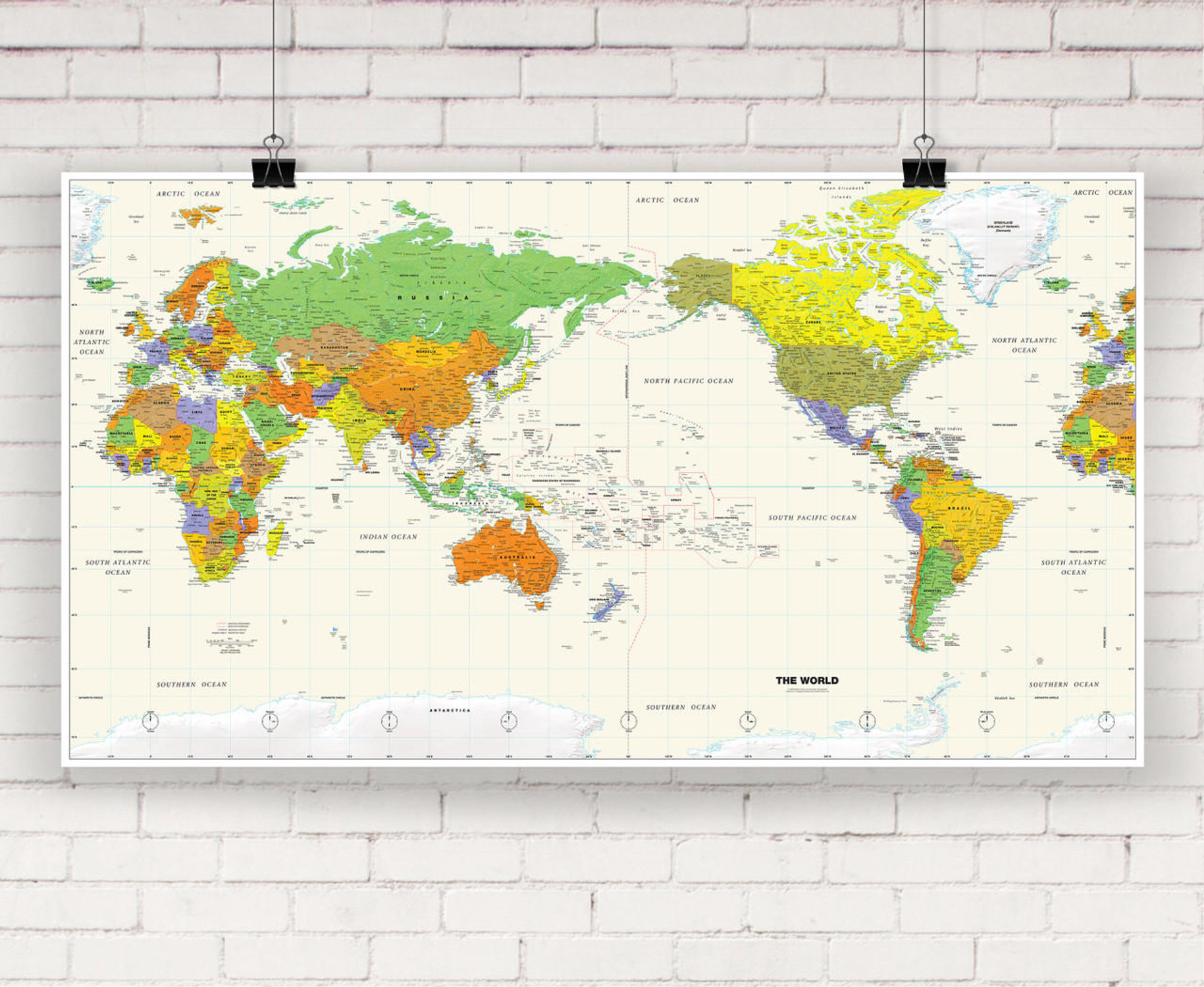 Political World Wall Map - Pacific Rim View, image 1, World Maps Online