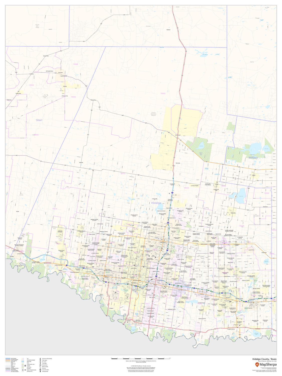 Hidalgo County, Texas Wall Map Hidalgo County, Texas Wall Map