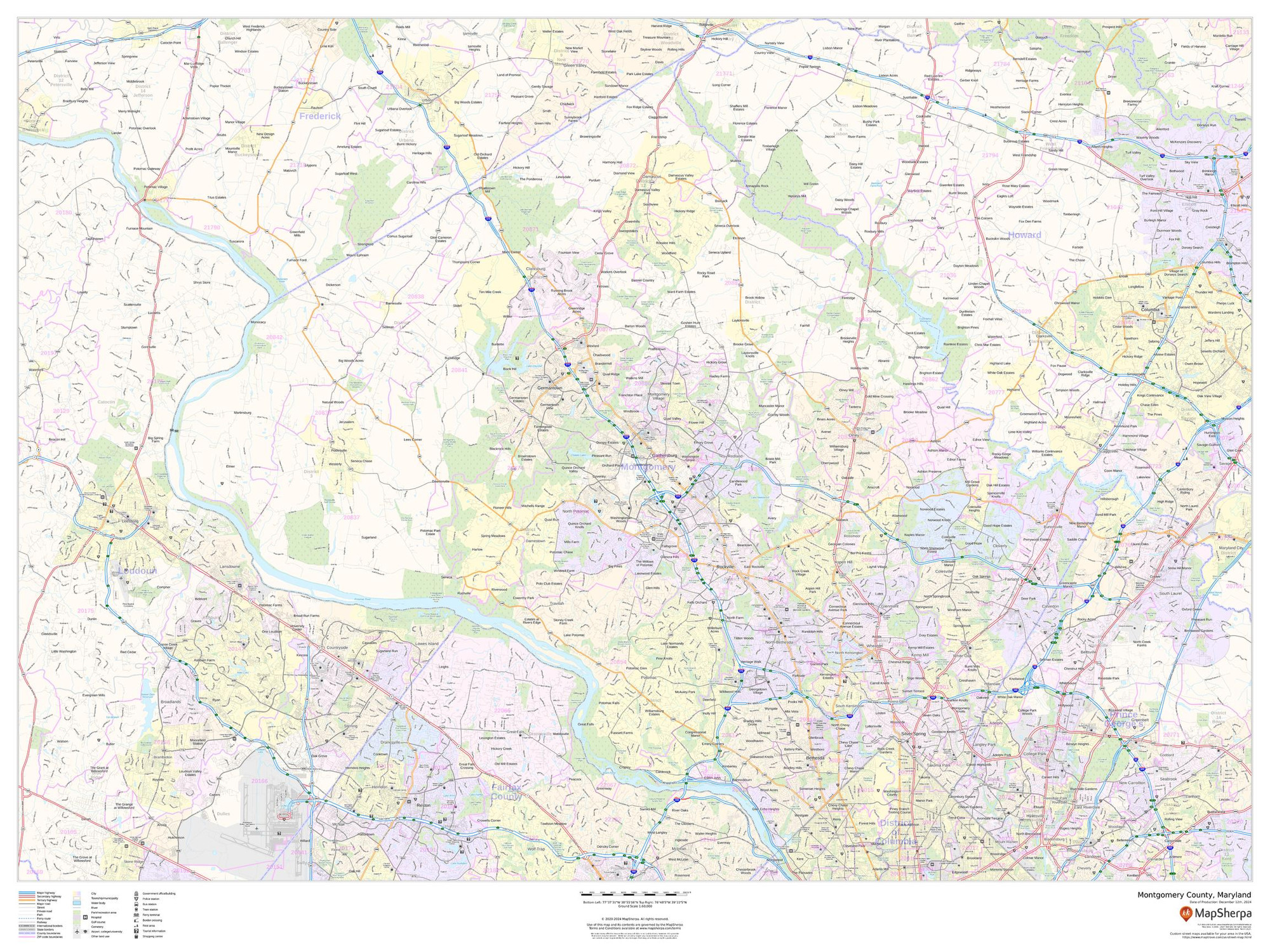 Montgomery County, Maryland Wall Map Montgomery County, Maryland Wall Map