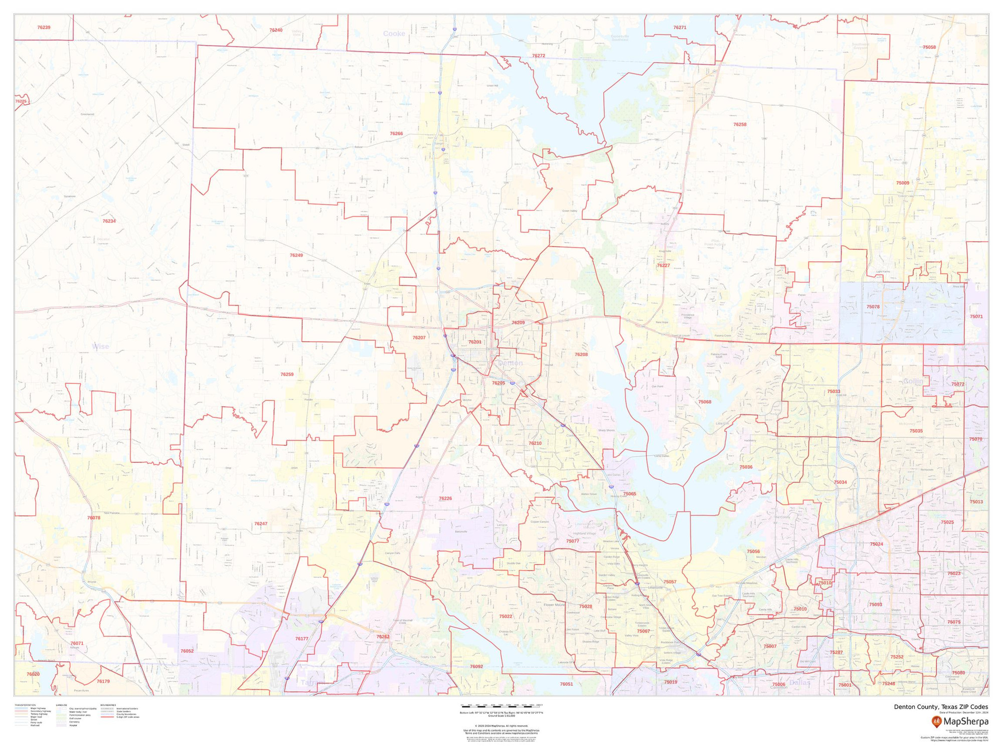Denton County, Texas ZIP Codes Wall Map Denton County, Texas ZIP Codes Wall Map