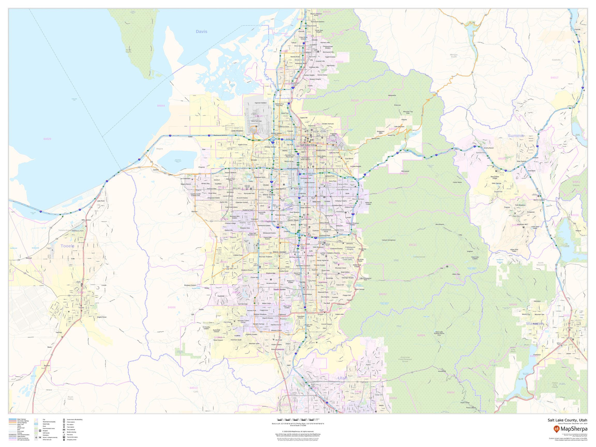 Salt Lake County, Utah Wall Map Salt Lake County, Utah Wall Map