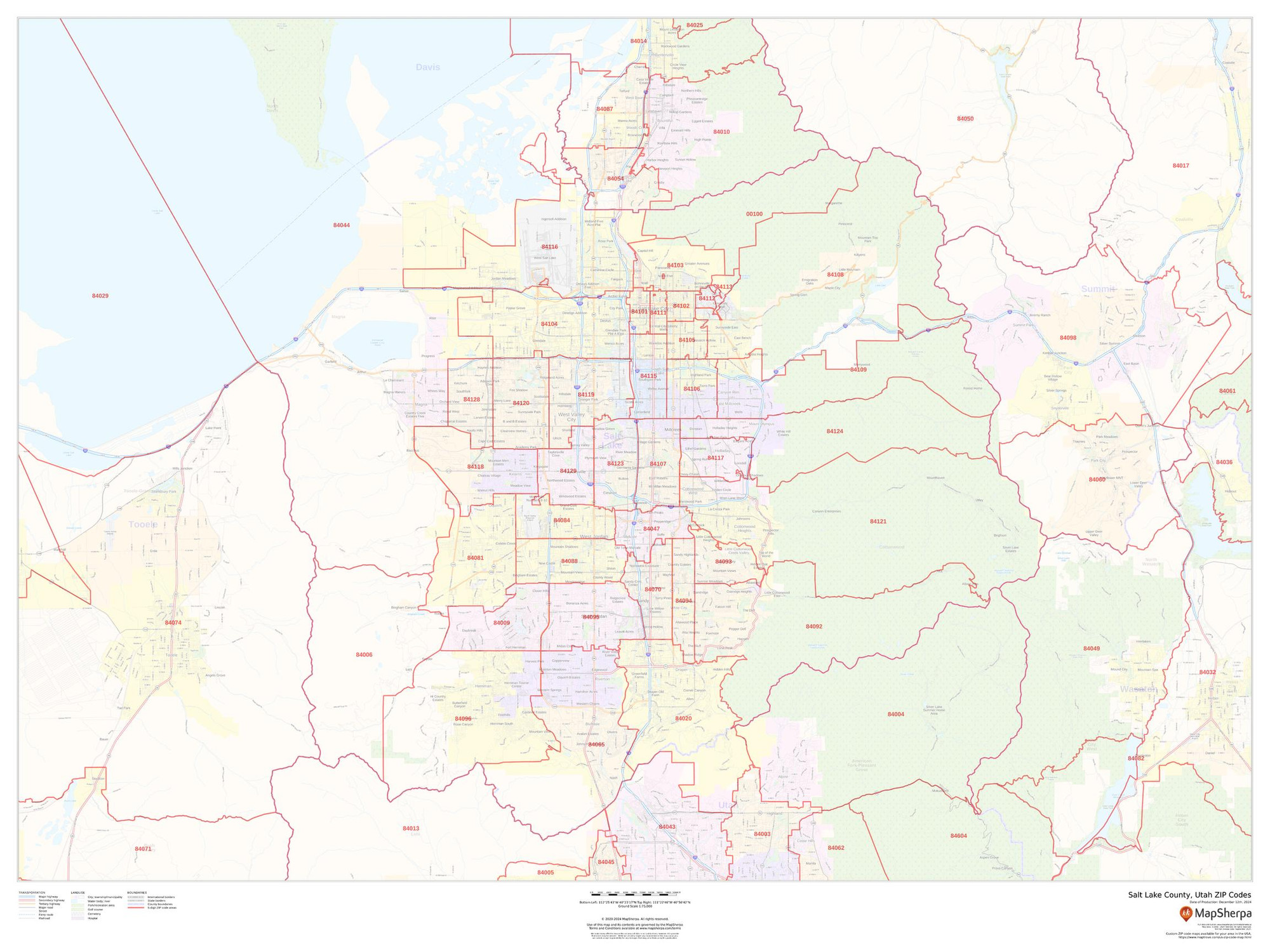 Salt Lake County, Utah ZIP Codes Wall Map Salt Lake County, Utah ZIP Codes Wall Map