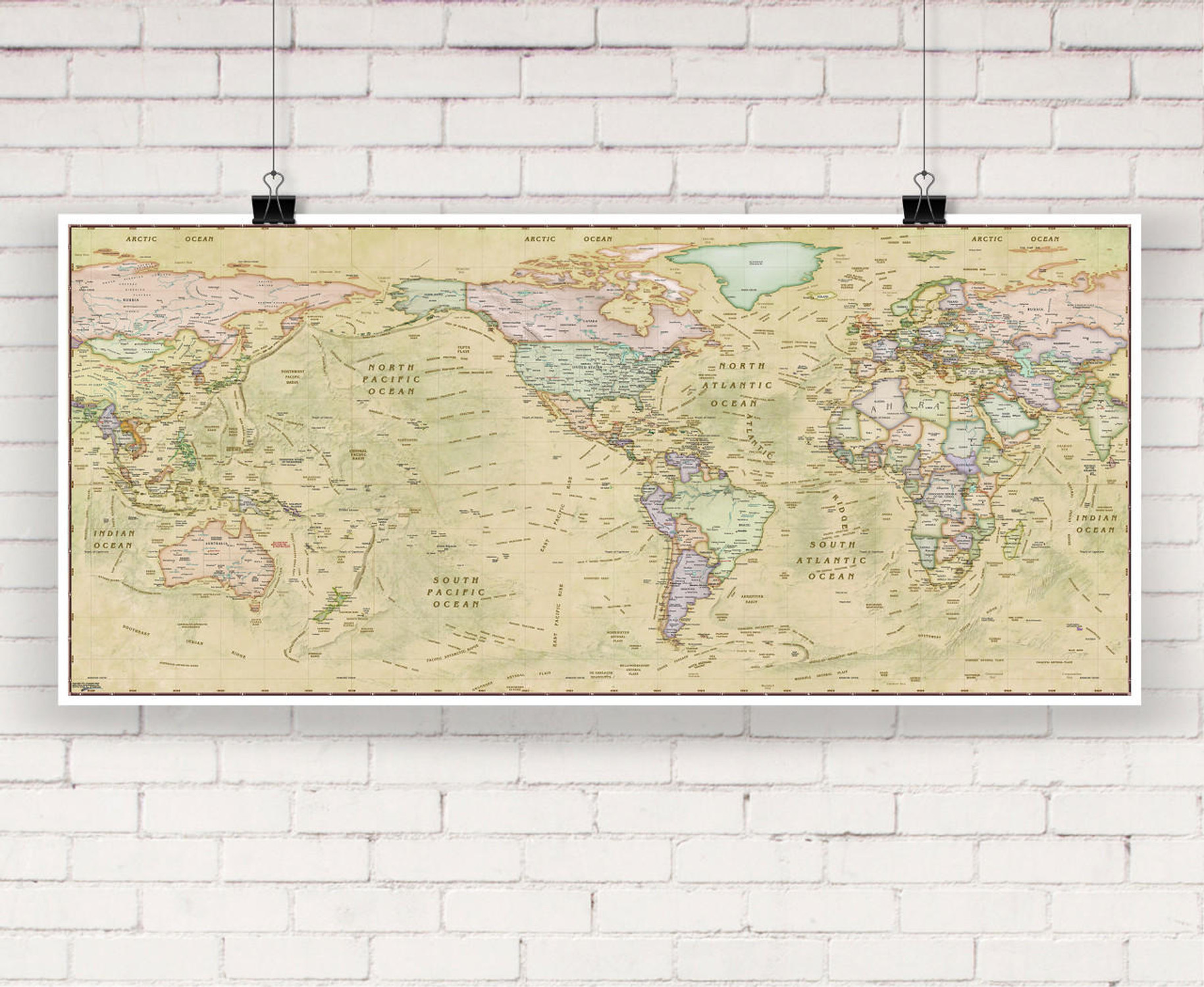 World Political Antique Ocean Wall Map by Compart Maps, image 2, World Maps Online