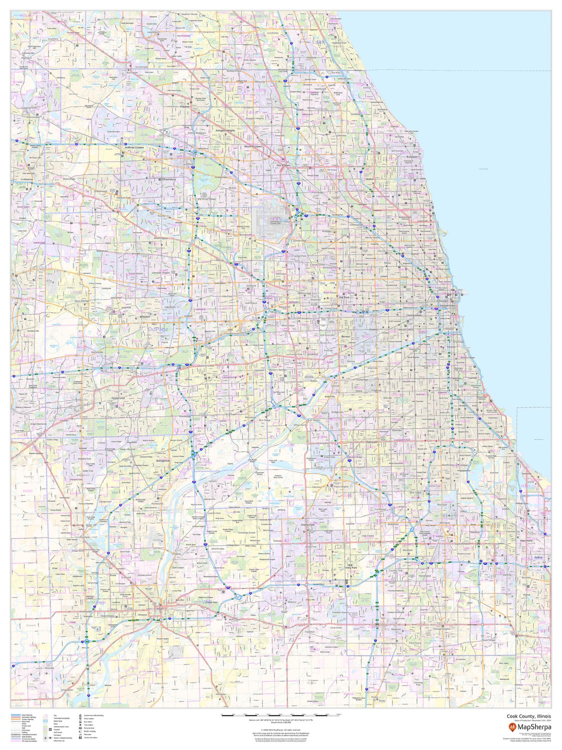 Cook County, Illinois Wall Map Cook County, Illinois Wall Map