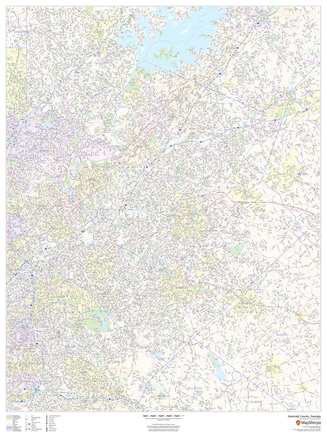 Gwinnett County, Georgia Wall Map Gwinnett County, Georgia Wall Map