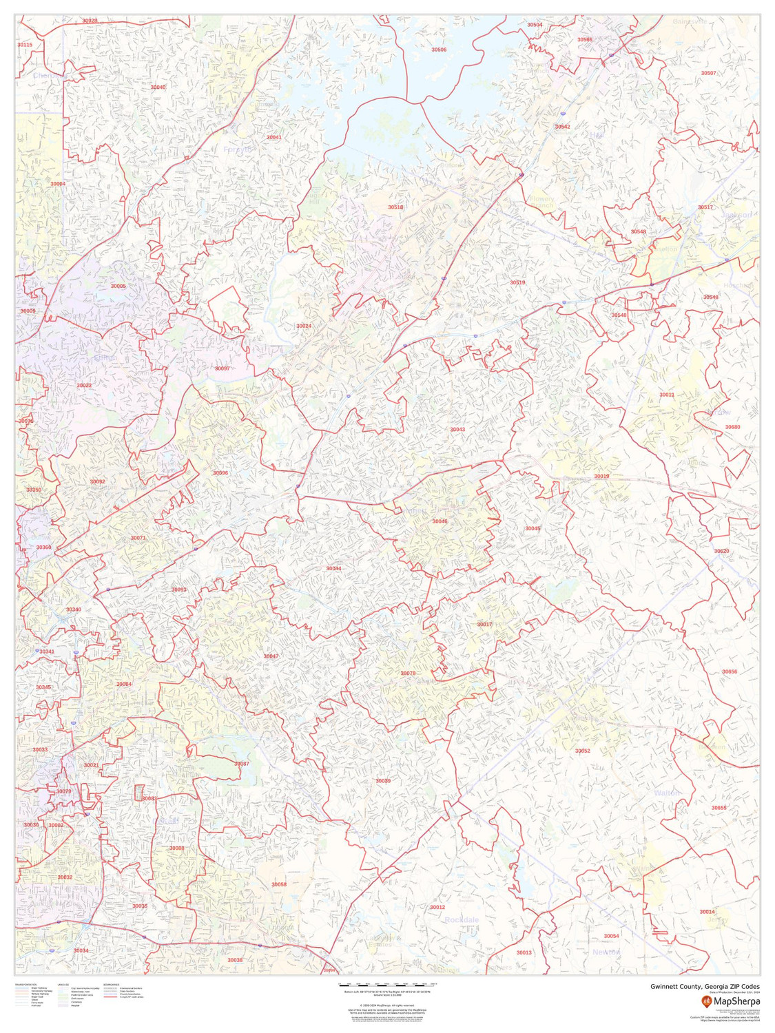 Gwinnett County, Georgia ZIP Codes Wall Map Gwinnett County, Georgia ZIP Codes Wall Map