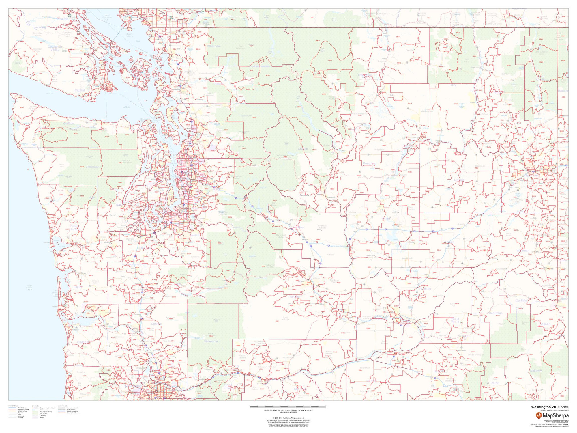 Washington ZIP Code Map Washington ZIP Code Map