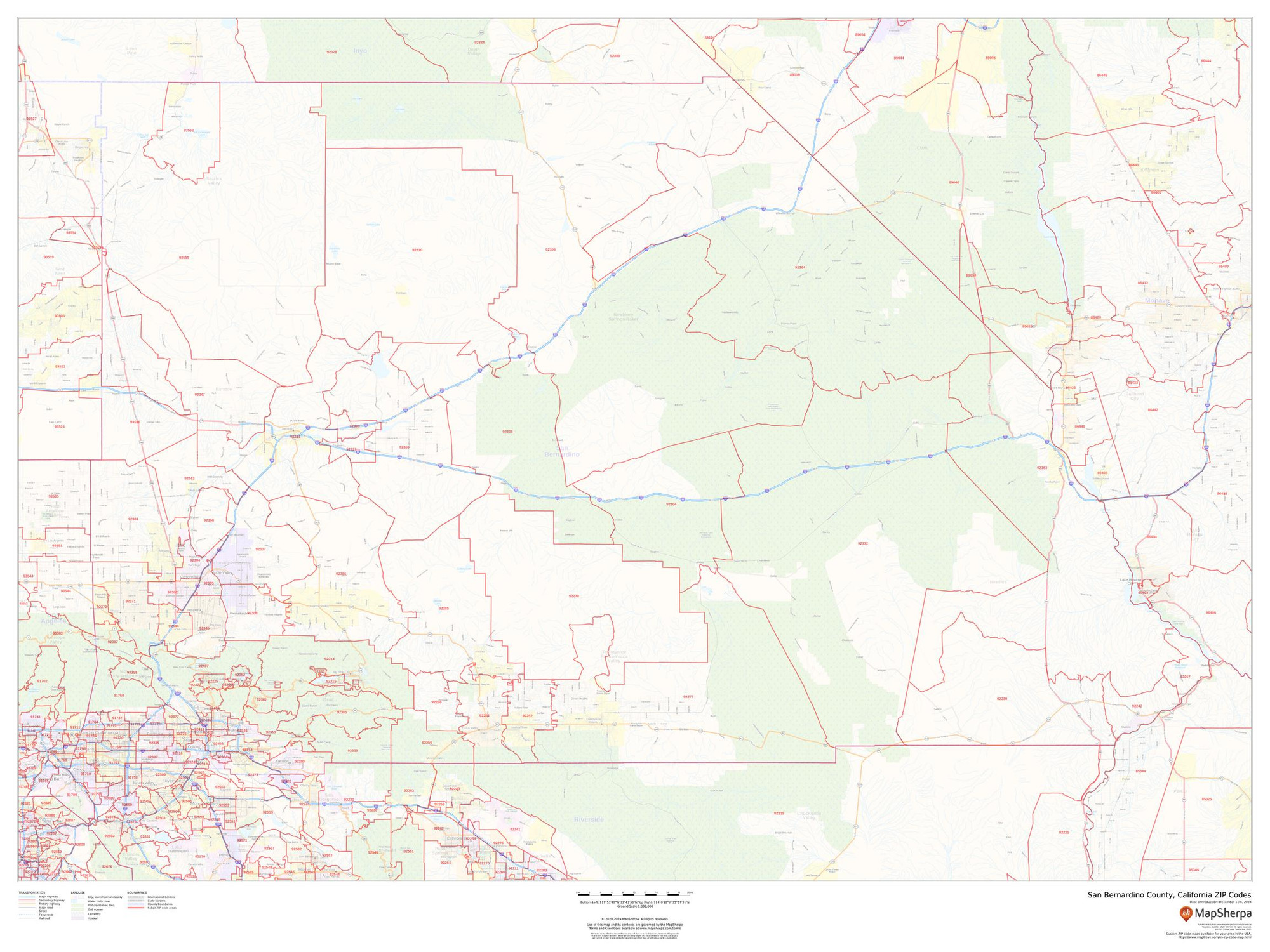 San Bernardino County, California ZIP Codes Wall Map San Bernardino County, California ZIP Codes Wall Map