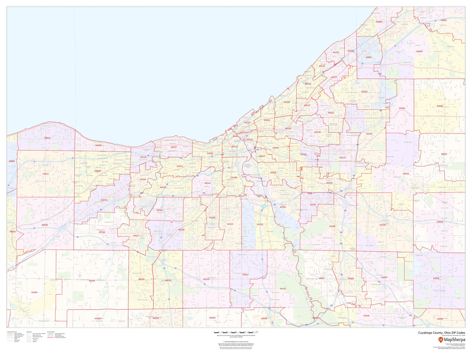 Cuyahoga County, Ohio ZIP Codes Wall Map Cuyahoga County, Ohio ZIP Codes Wall Map