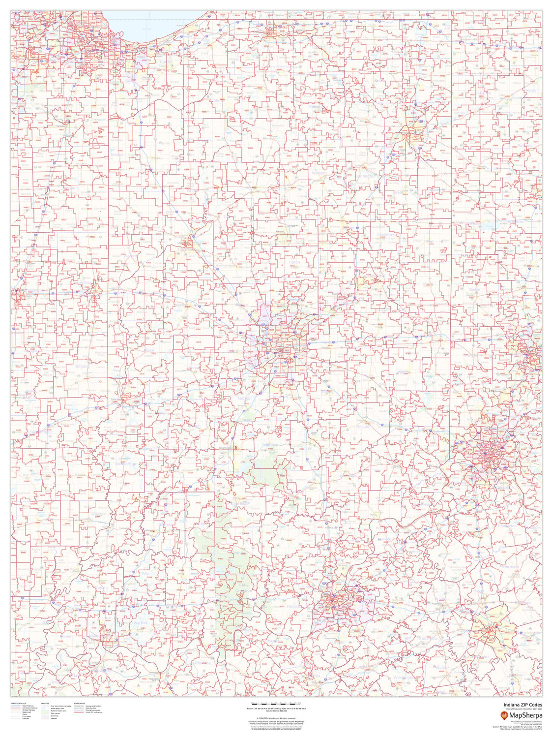 Indiana ZIP Code Map Indiana ZIP Code Map
