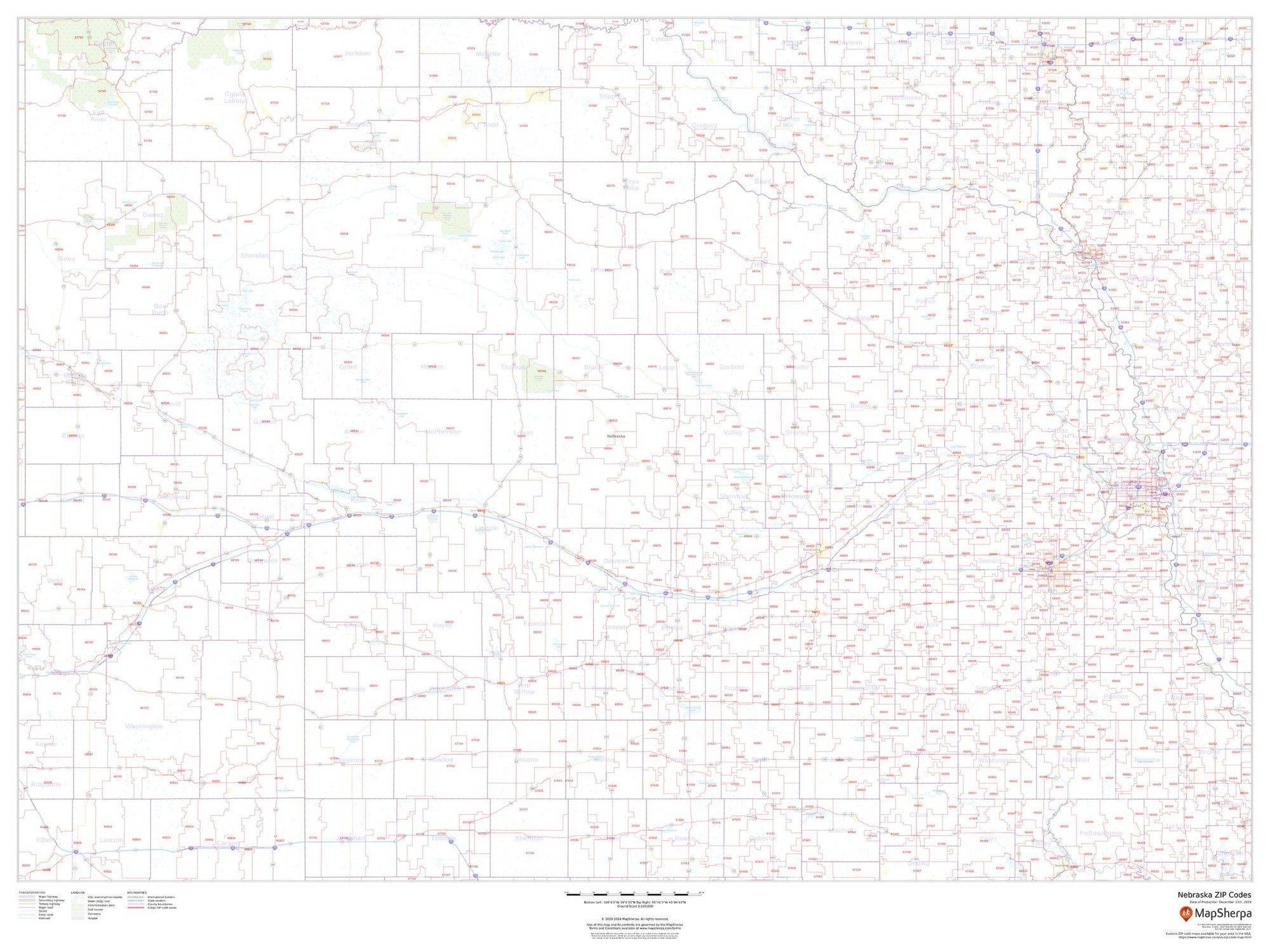 Nebraska ZIP Code Map Nebraska ZIP Code Map