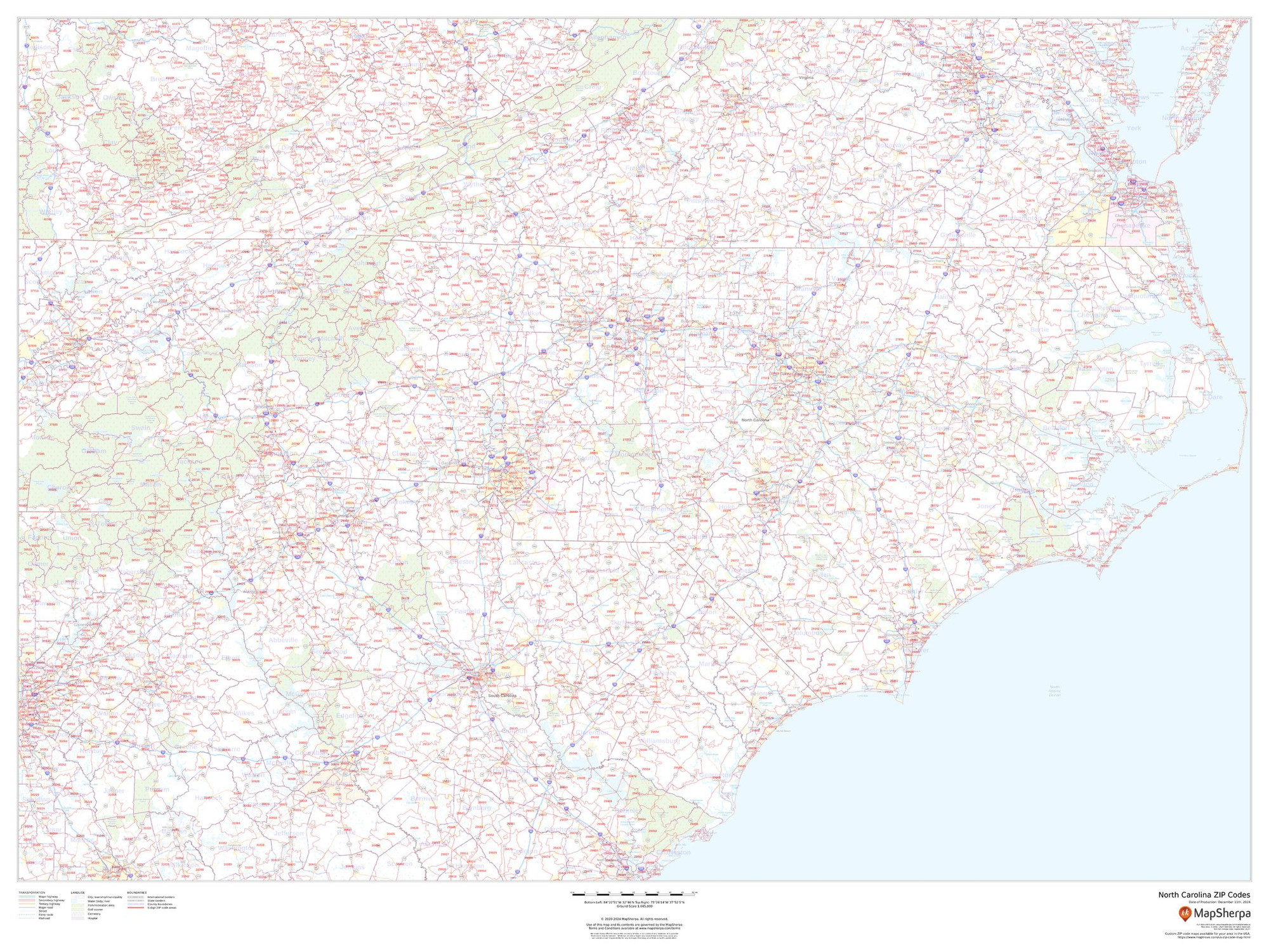 North Carolina ZIP Code Map