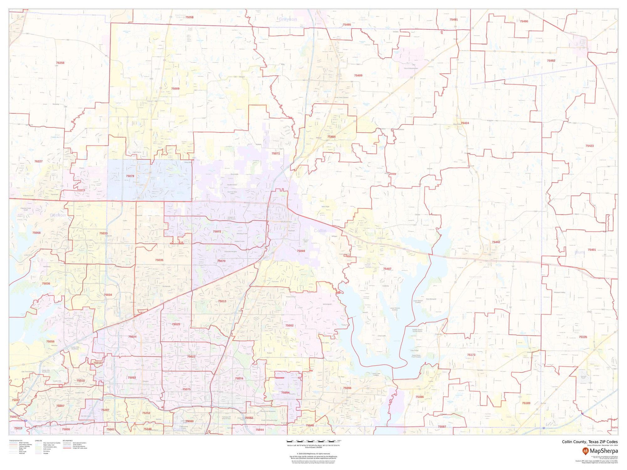 Collin County, Texas ZIP Codes Wall Map Collin County, Texas ZIP Codes Wall Map