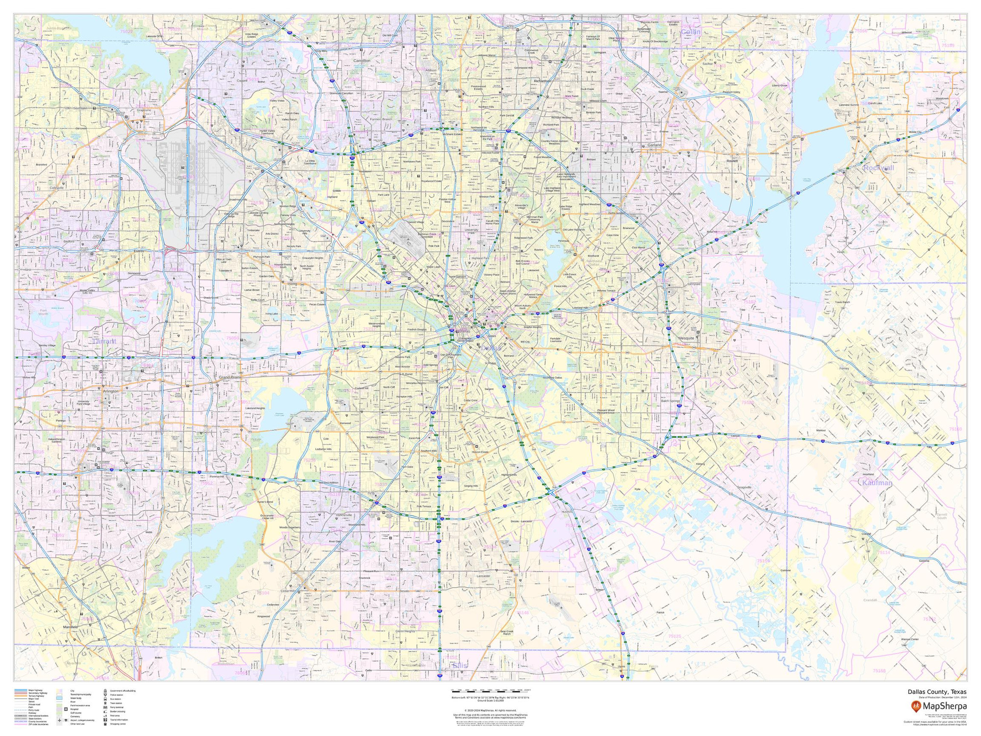 Dallas County, Texas Wall Map Dallas County, Texas Wall Map