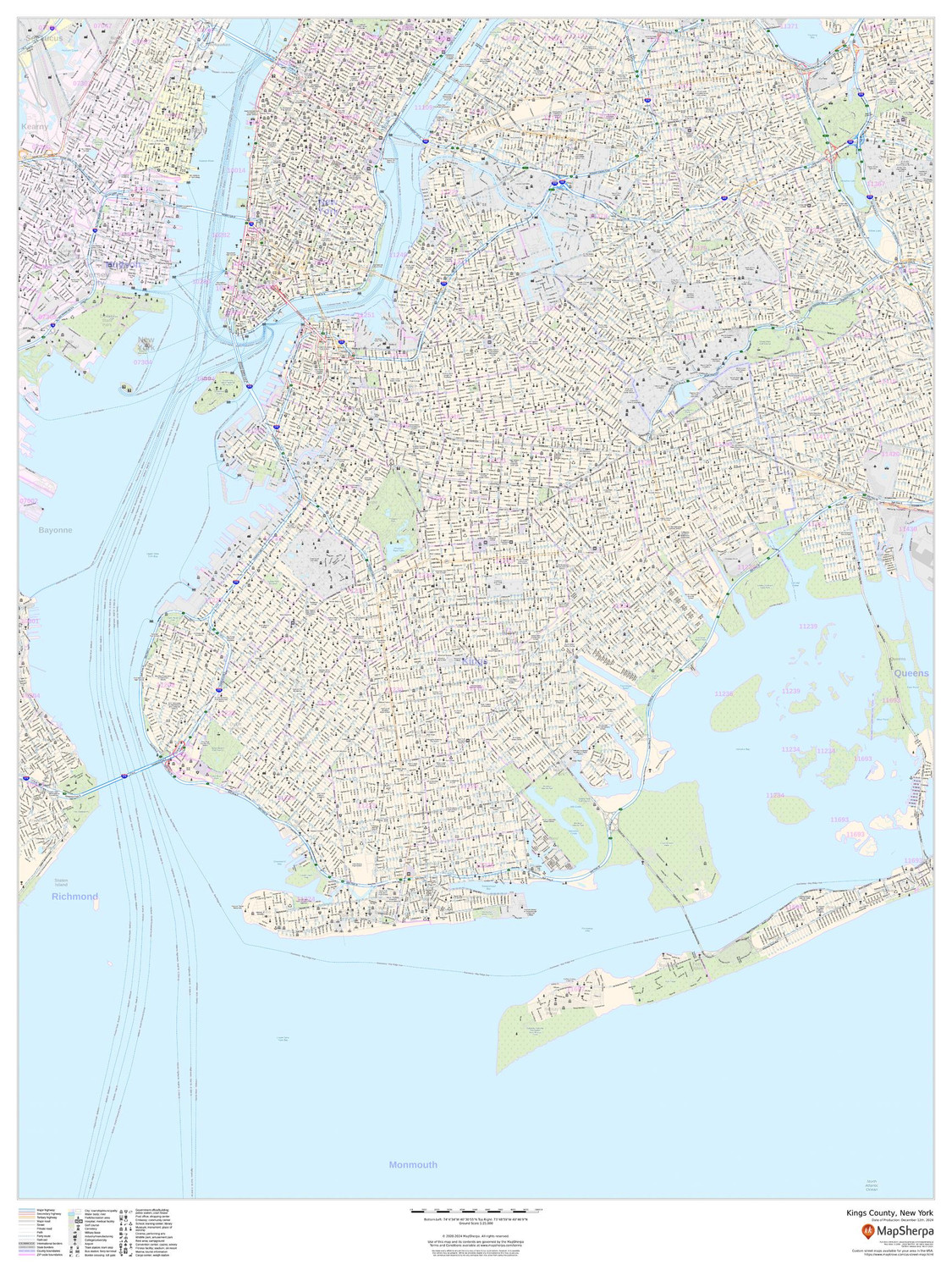 Kings County, New York Wall Map Kings County, New York Wall Map