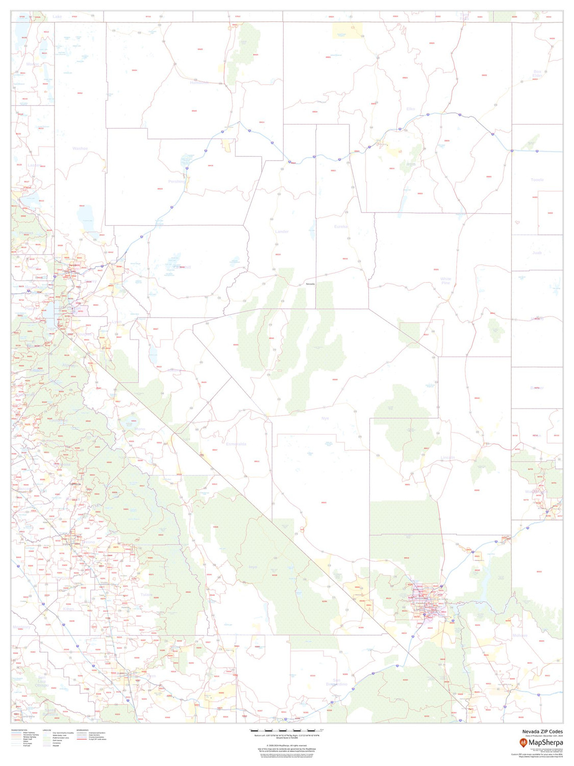 Nevada ZIP Code Map Nevada ZIP Code Map