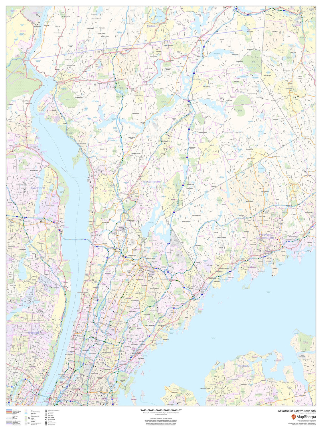 Westchester County, New York Wall Map Westchester County, New York Wall Map