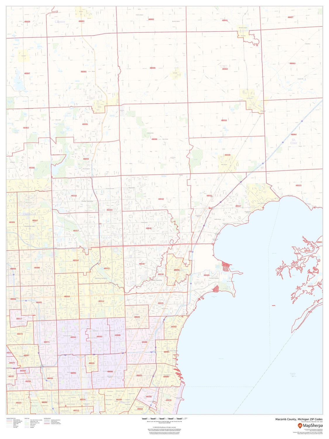Macomb County, Michigan ZIP Codes Wall Map Macomb County, Michigan ZIP Codes Wall Map