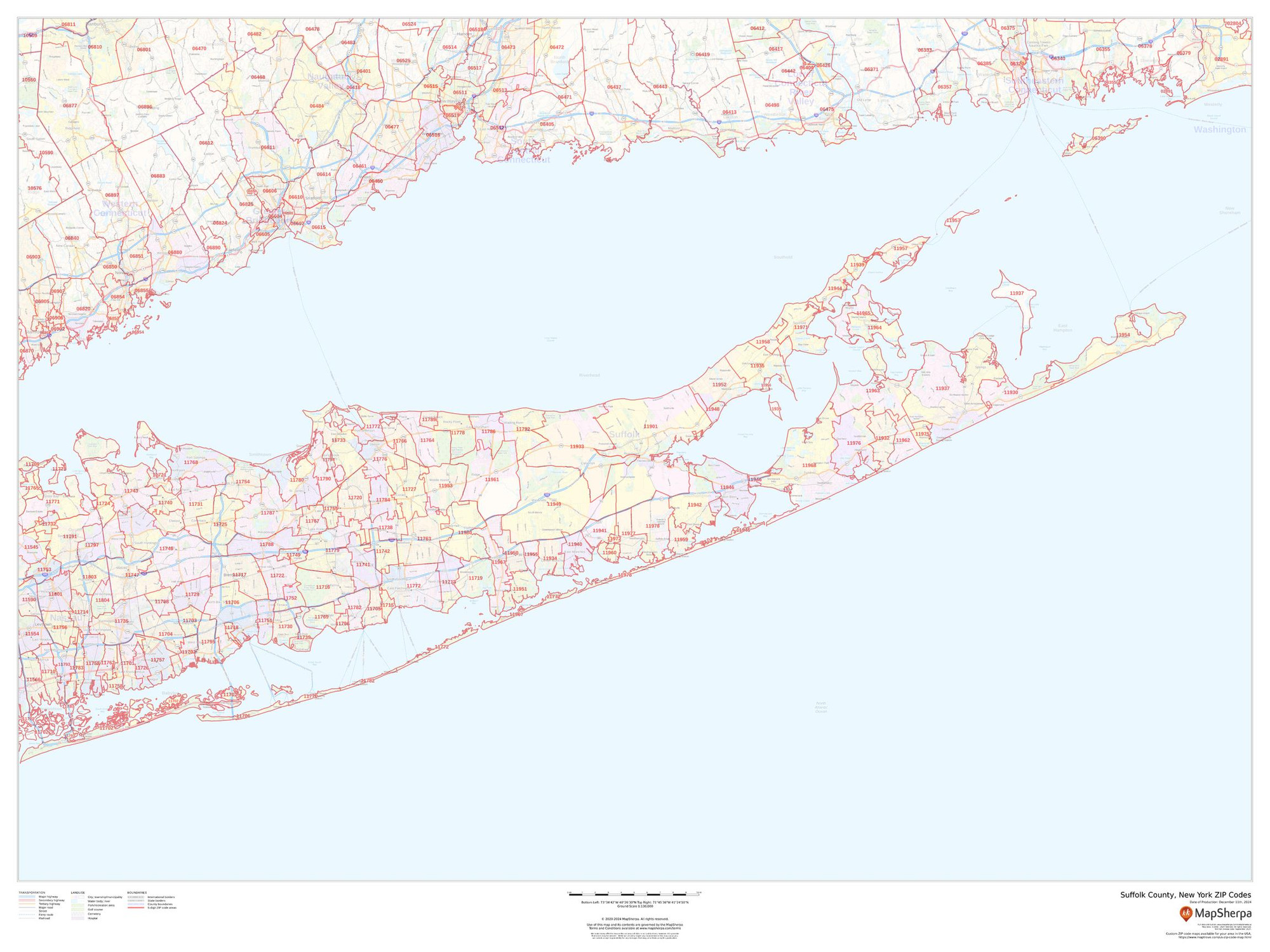 Suffolk County, New York ZIP Codes Wall Map Suffolk County, New York ZIP Codes Wall Map