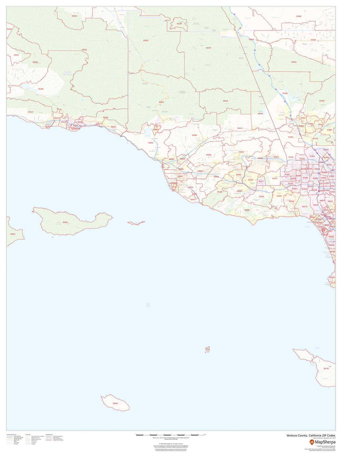 Ventura County, California ZIP Codes Wall Map Ventura County, California ZIP Codes Wall Map
