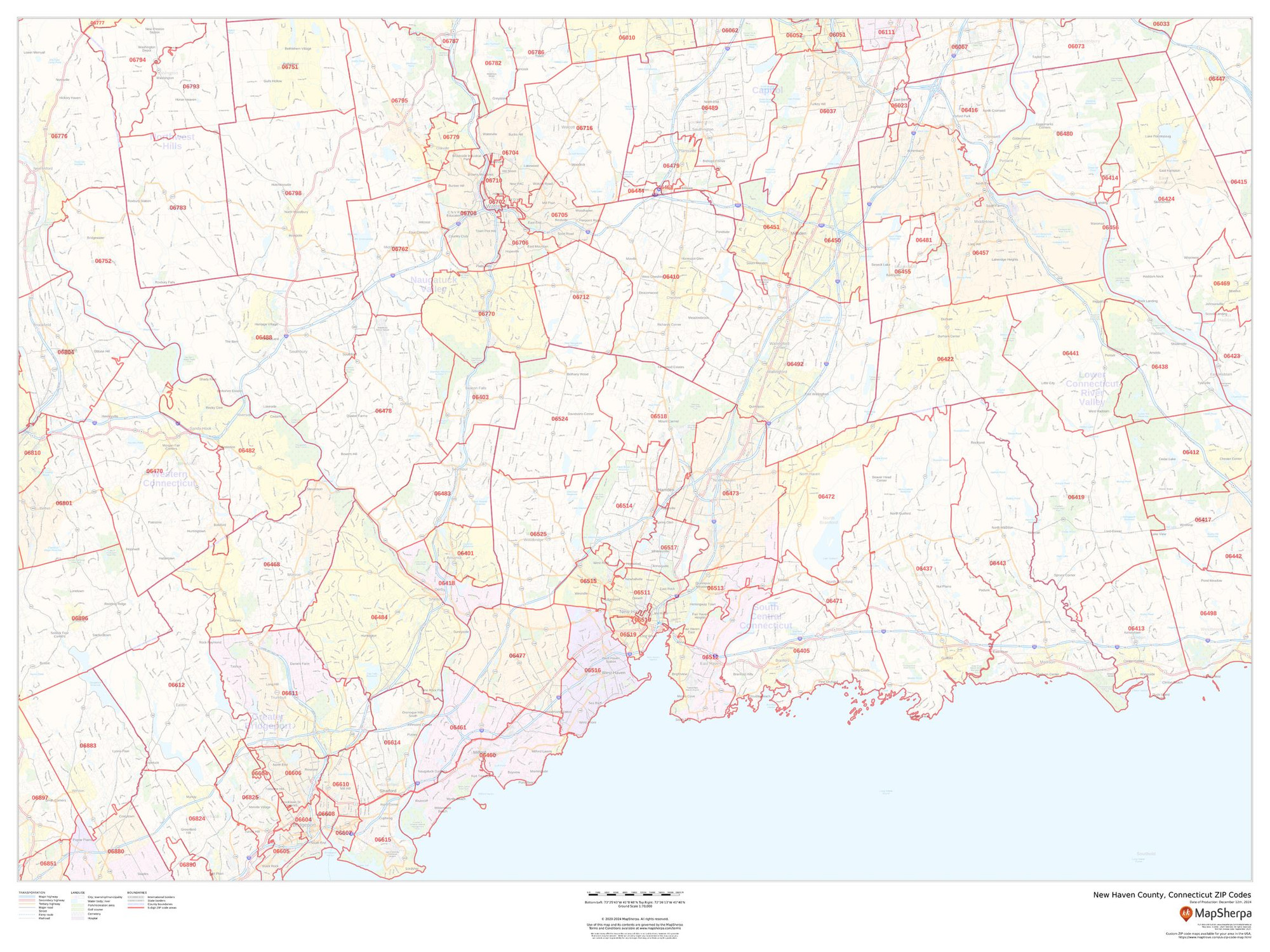 New Haven County, Connecticut ZIP Codes Wall Map New Haven County, Connecticut ZIP Codes Wall Map