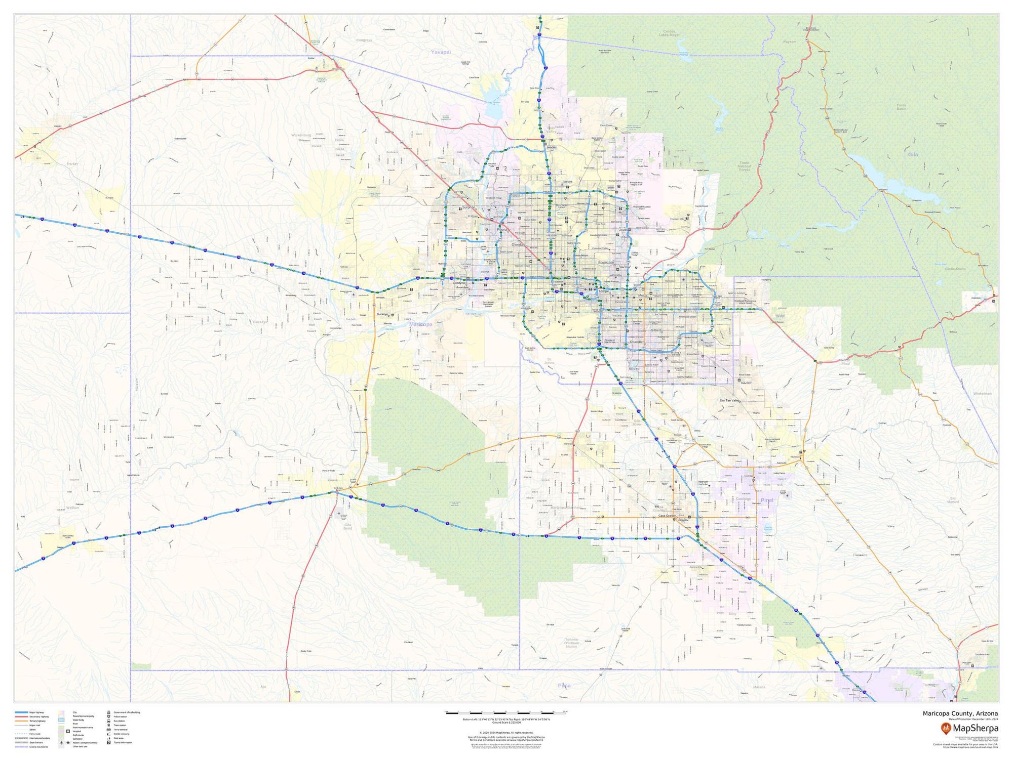 Maricopa County, Arizona Wall Map Maricopa County, Arizona Wall Map
