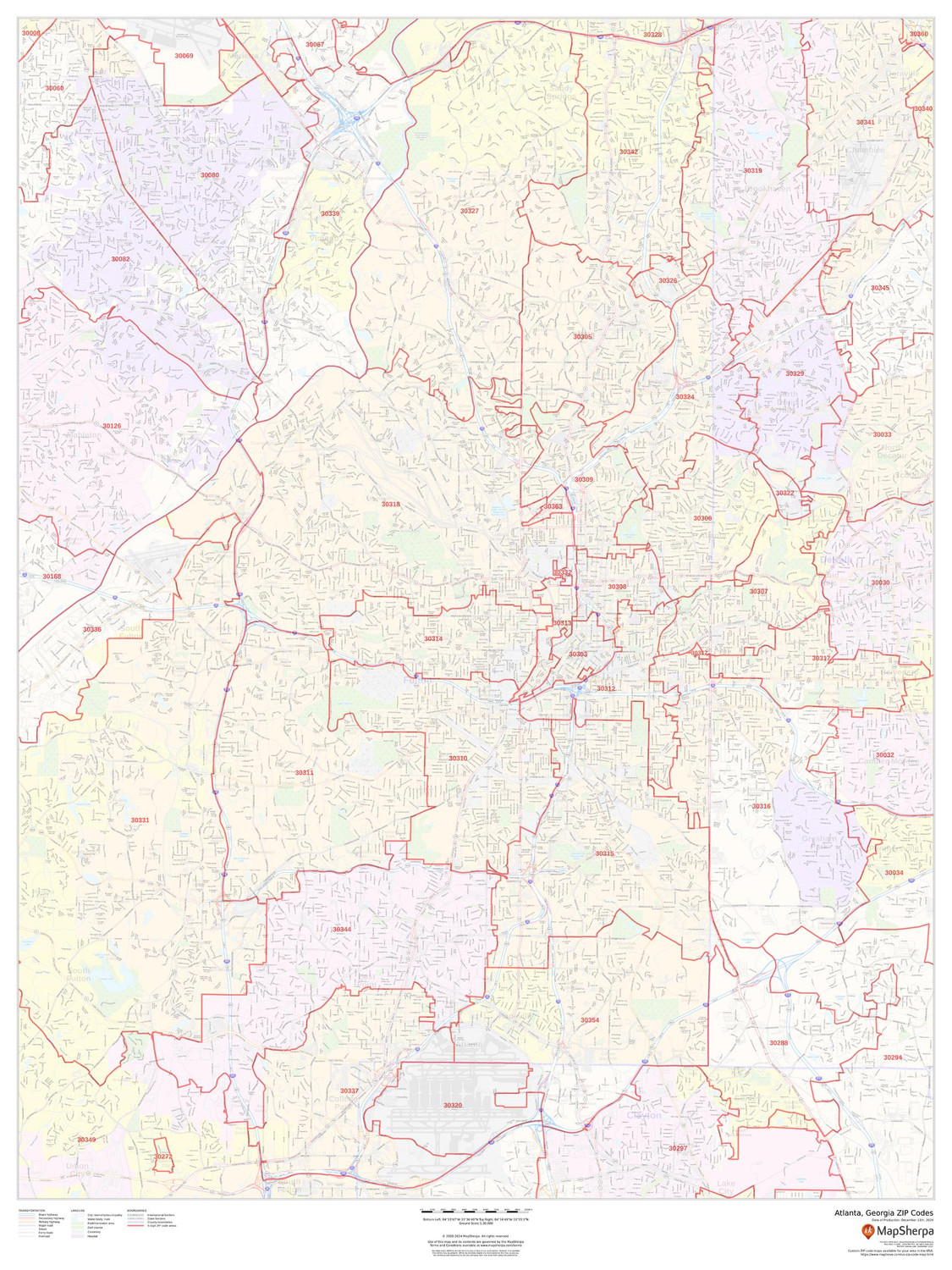 Atlanta, Georgia ZIP Codes Wall Map Atlanta, Georgia ZIP Codes Wall Map